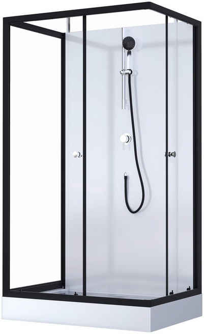 Marwell Komplettdusche Black and White, BxT: 110x80 cm, Einscheibensicherheitsglas, inkl. Armaturen