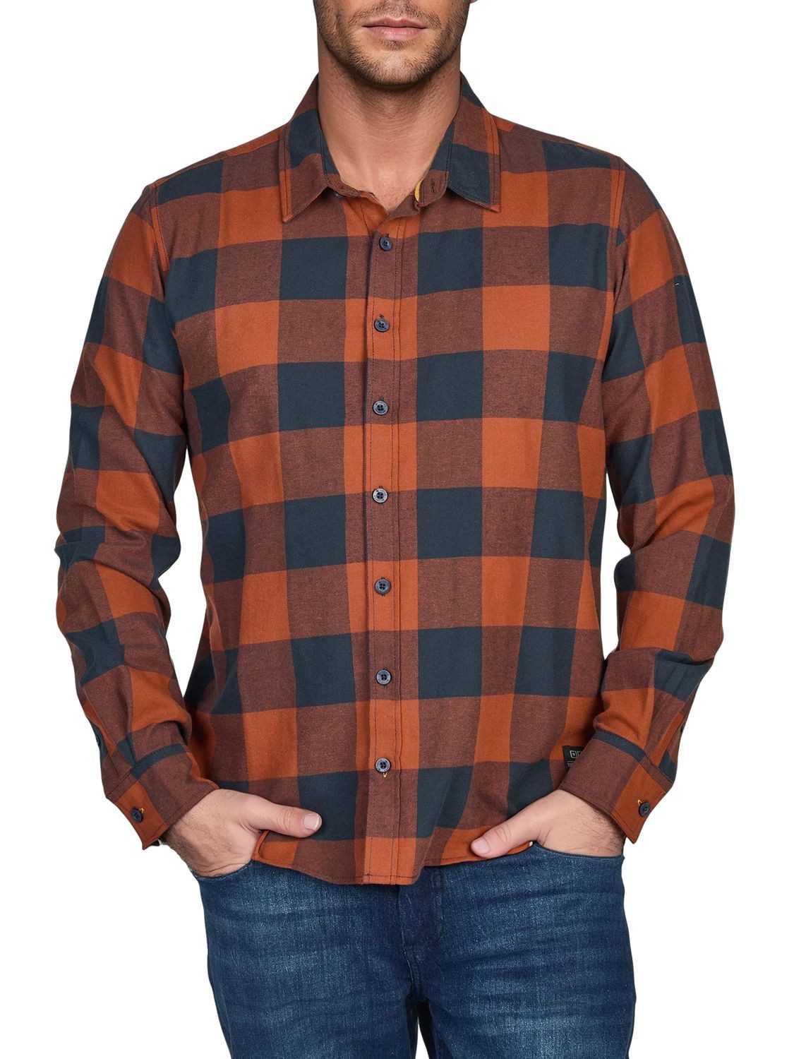 riverso Langarmhemd Herren Karohemd RIVArne Regular Fit (1-tlg)