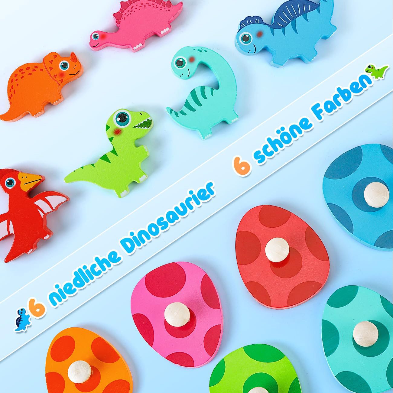 CLTYQ Lernspielzeug Holzspielzeug Holzpuzzle Dino Eier Montessori Spielzeug, Greifpuzzle Motorikspielzeug Geburztag Geschenk für Mädchen Jungen – Bild 4 von 5
