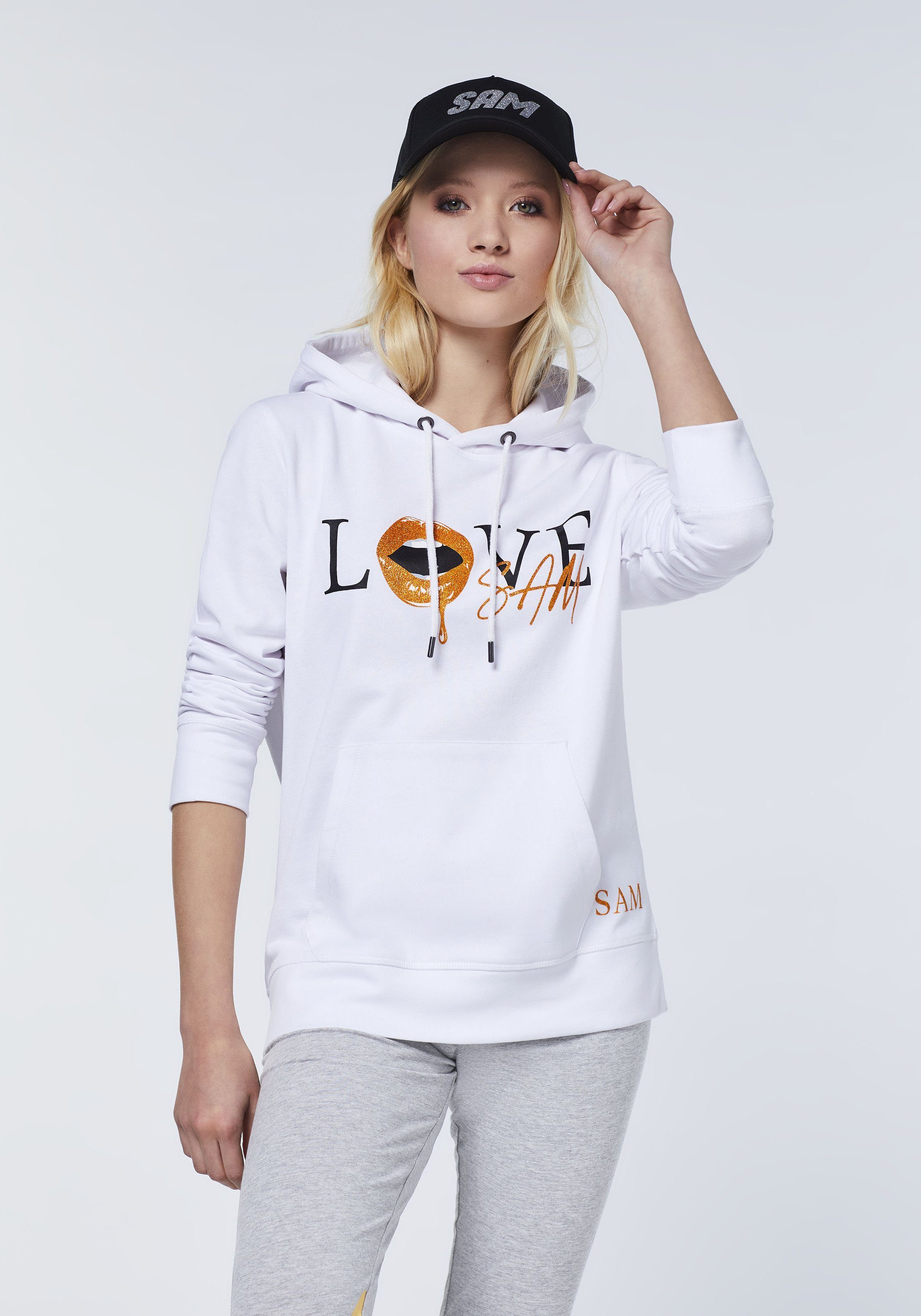 Sam Kapuzensweatshirt LOVE-SAM- mit Uncle Bright Frontprint 11-0601 White