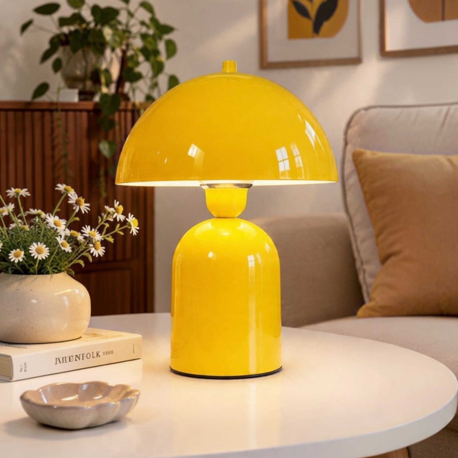 Bamyum Tischleuchte Line Tischlampe mit Metallgestell, 25 cm Nachttischlampe, ohne Leuchtmittel