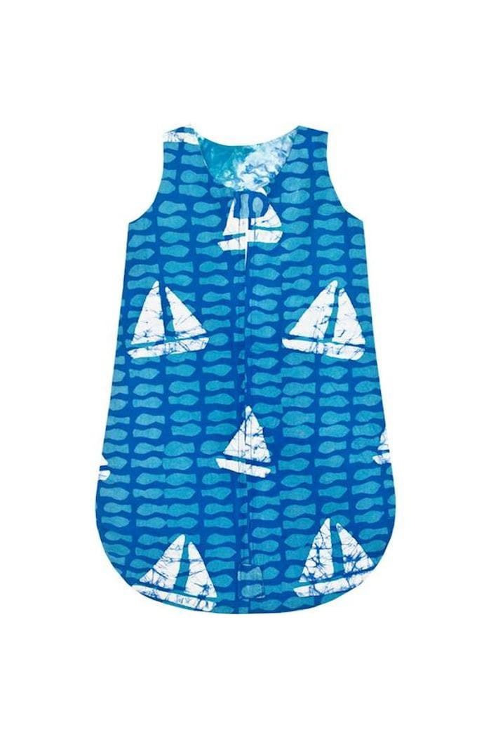 Global Mamas Babyschlafsack Bio Baumwolle - Sailing Blau, Handgefertigt in Ghana