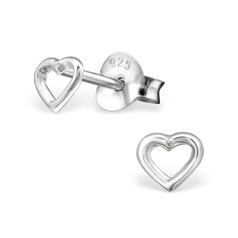 BUNGSA Ohrring-Set Ohrstecker offenes Herz aus 925 Silber Damen (1 Paar (2 Stück), 2-tlg), Ohrschmuck Ohrringe