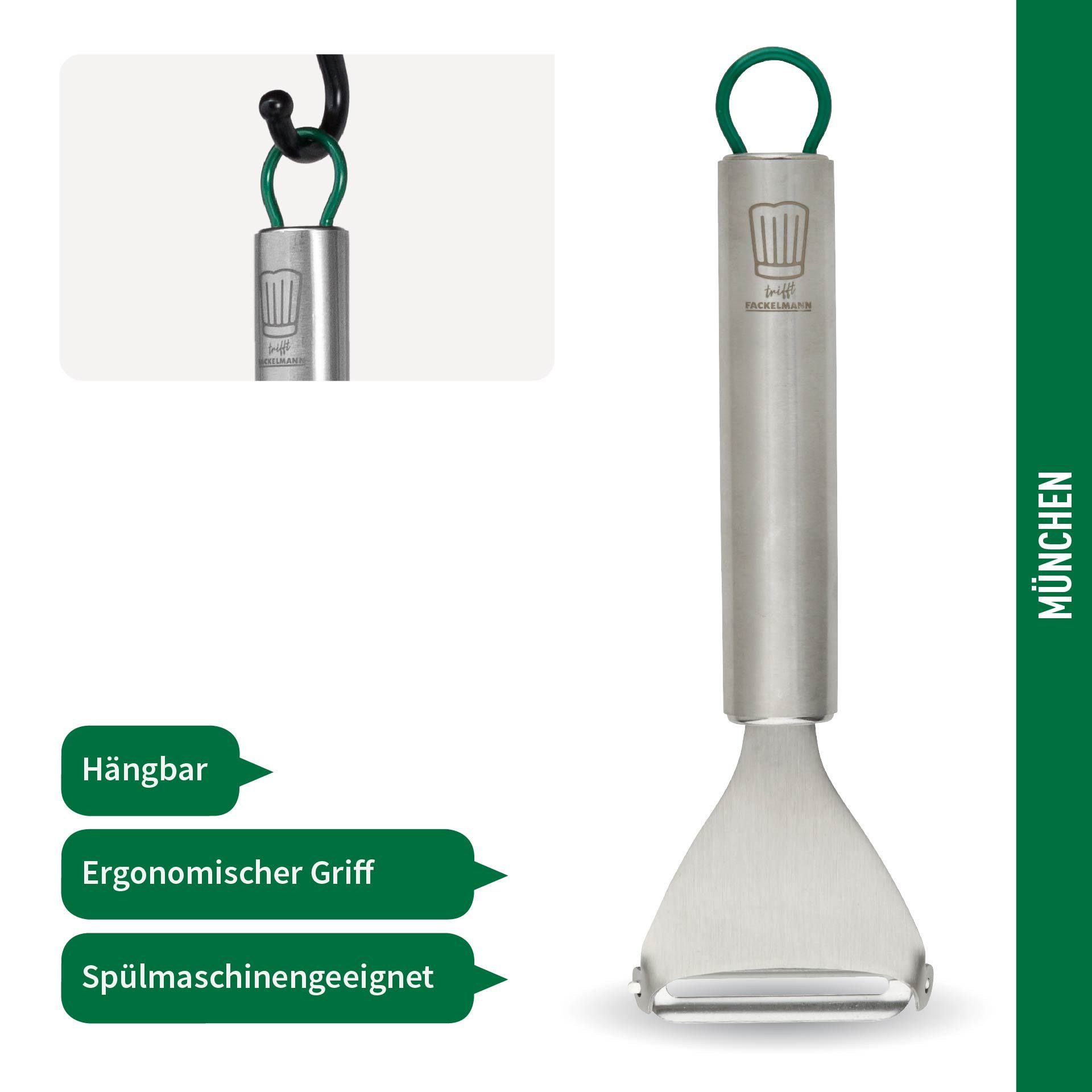Chefkoch trifft Fackelmann Sparschäler Ziehschäler in hochwertiger Edelstahlausführung, 180x60mm