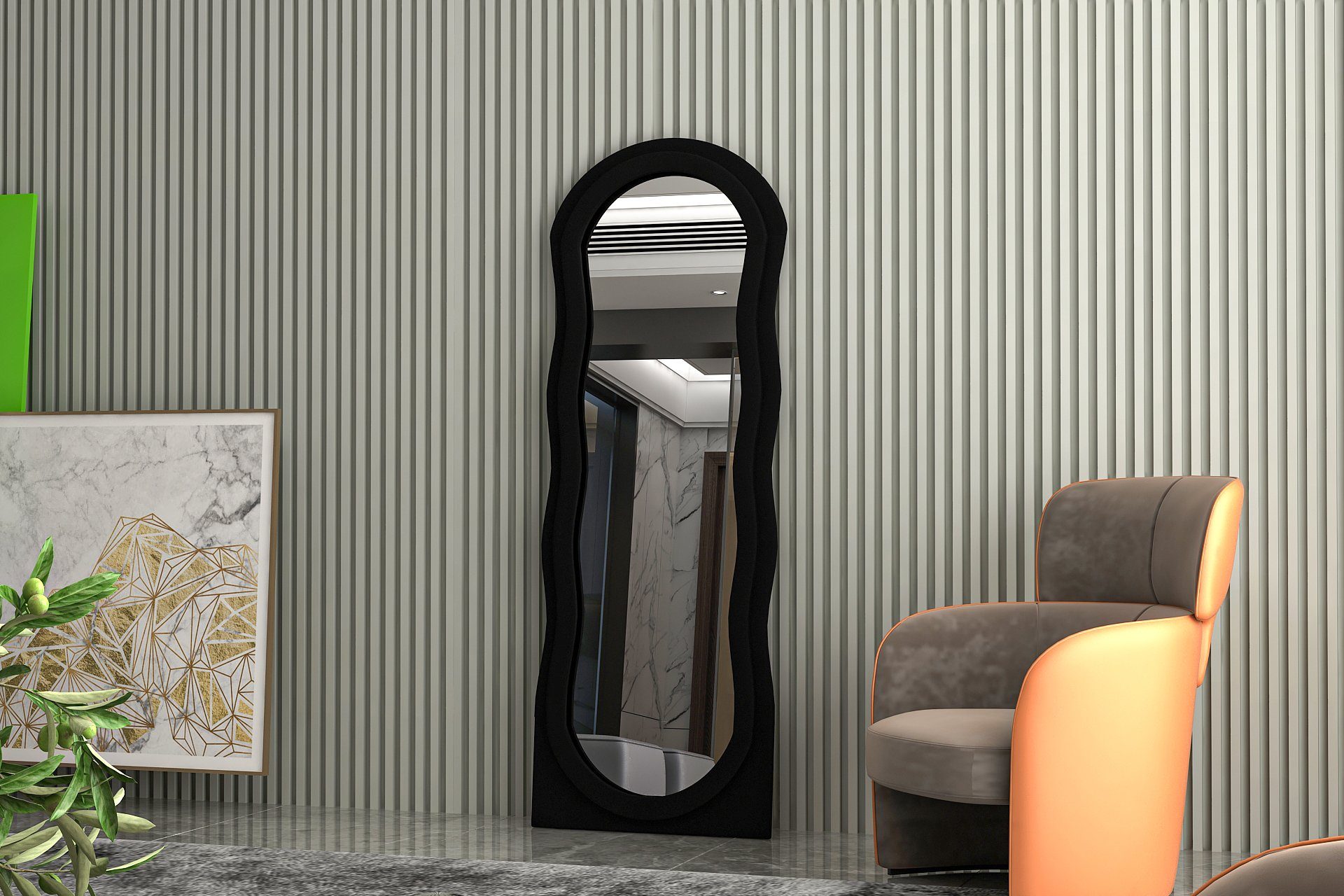 Givayo Möbel Ganzkörperspiegel Luxe Standspiegel Ganzkörperspiegel mit MDF Rahmen Dekorativ 156x59