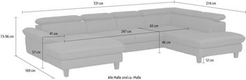 Home affaire Wohnlandschaft Pilot U-Form, mit Kopfteilverstellung, wahlweise mit Bettfunktion und Bettkasten