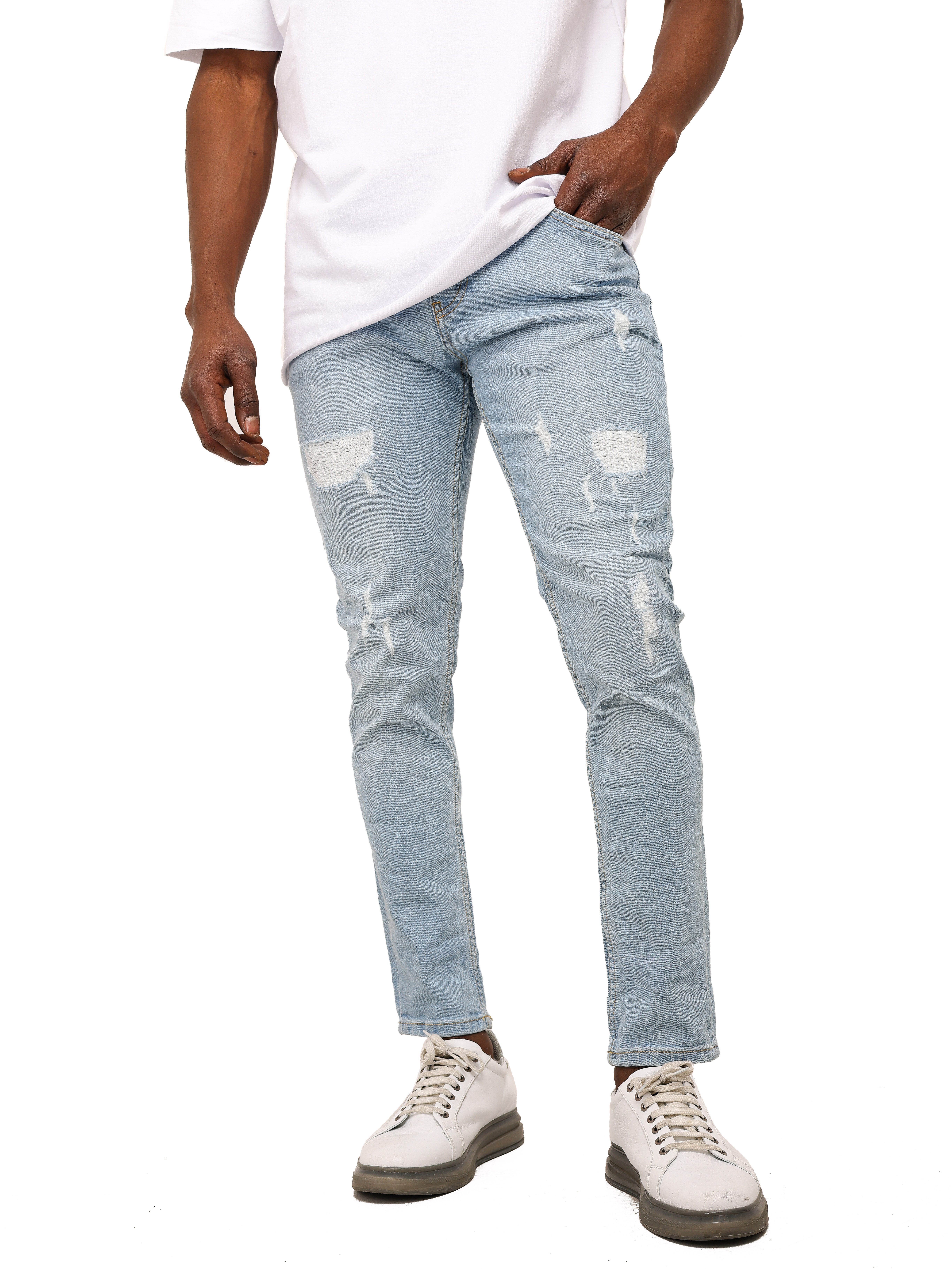 Denim Distriqt Skinny-fit-Jeans Lässige Herren Destroyed günstig online kaufen