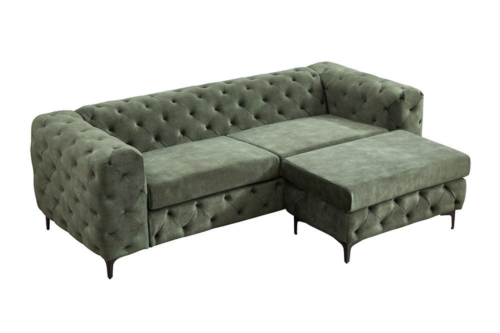 riess-ambiente 3-Sitzer MODERN BAROCK 235cm grün - Samt, 3-Sitzer, Federkern, Chesterfield, Einzelartikel 1 Teile, Moderner Dreisitzer - ideal f. ein komfortables Wohn- od. Schlafzimmer