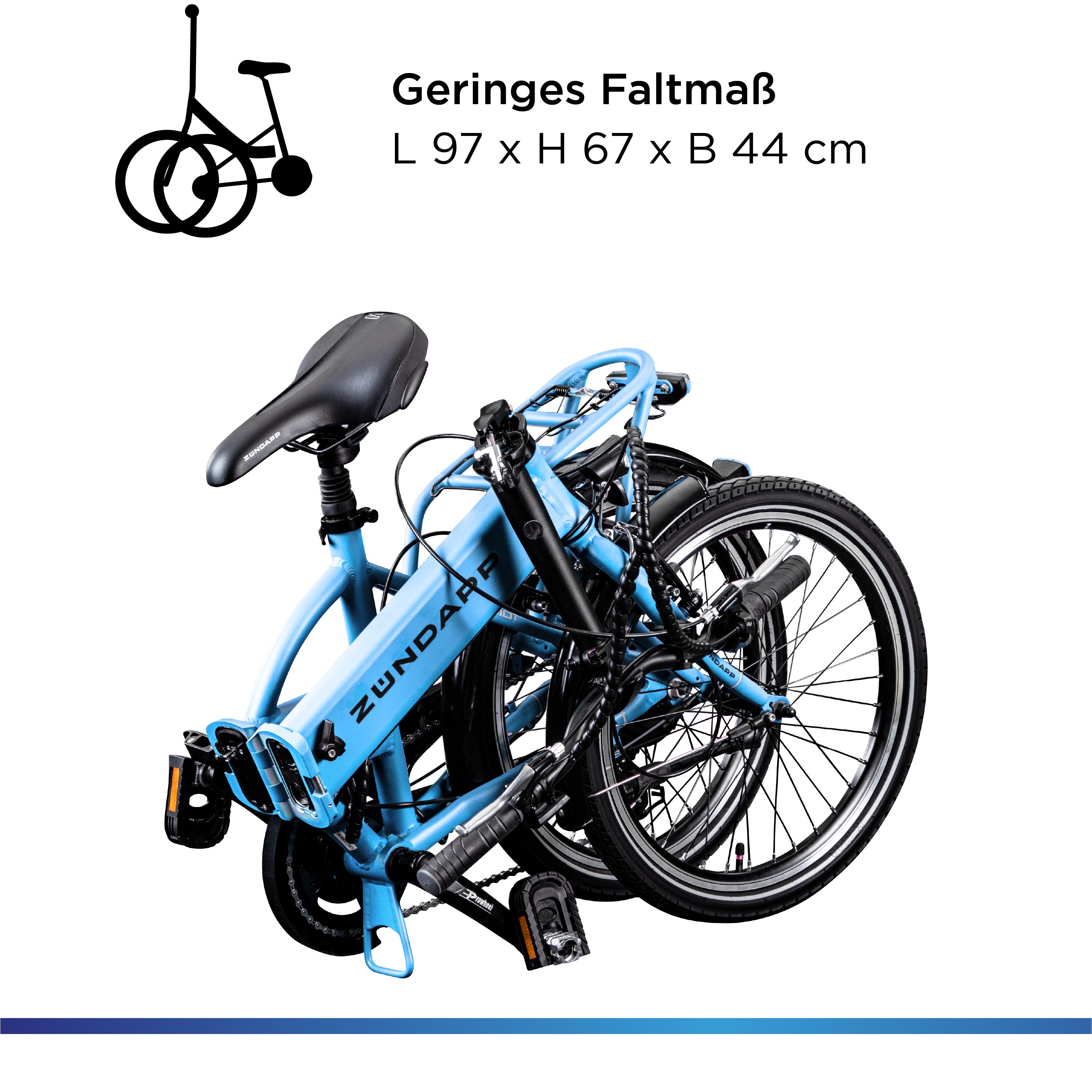 Zündapp E-Bike Faltrad Z101, 6 Gang Shimano Tourney RD-TY300 Schaltwerk, Kettenschaltung, Heckmotor, 270 Wh, Pedelec, Elektrofahrrad für Damen u. Herren