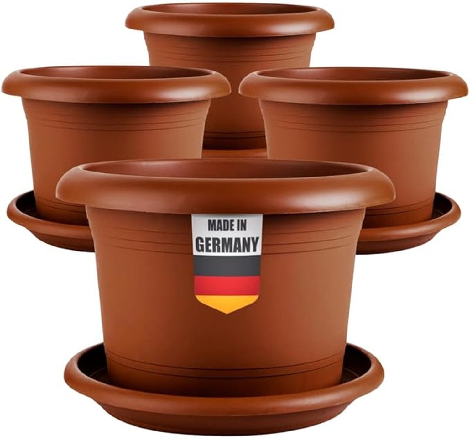 SUSTANIA Blumentopf Eleganter Pflanzkübel mit Untersetzern (4er Set 50