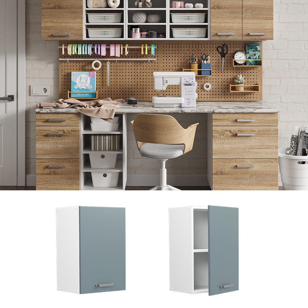 Vicco Schranksystem R-Line, Blau-Grau/Weiß, 40 cm günstig online kaufen