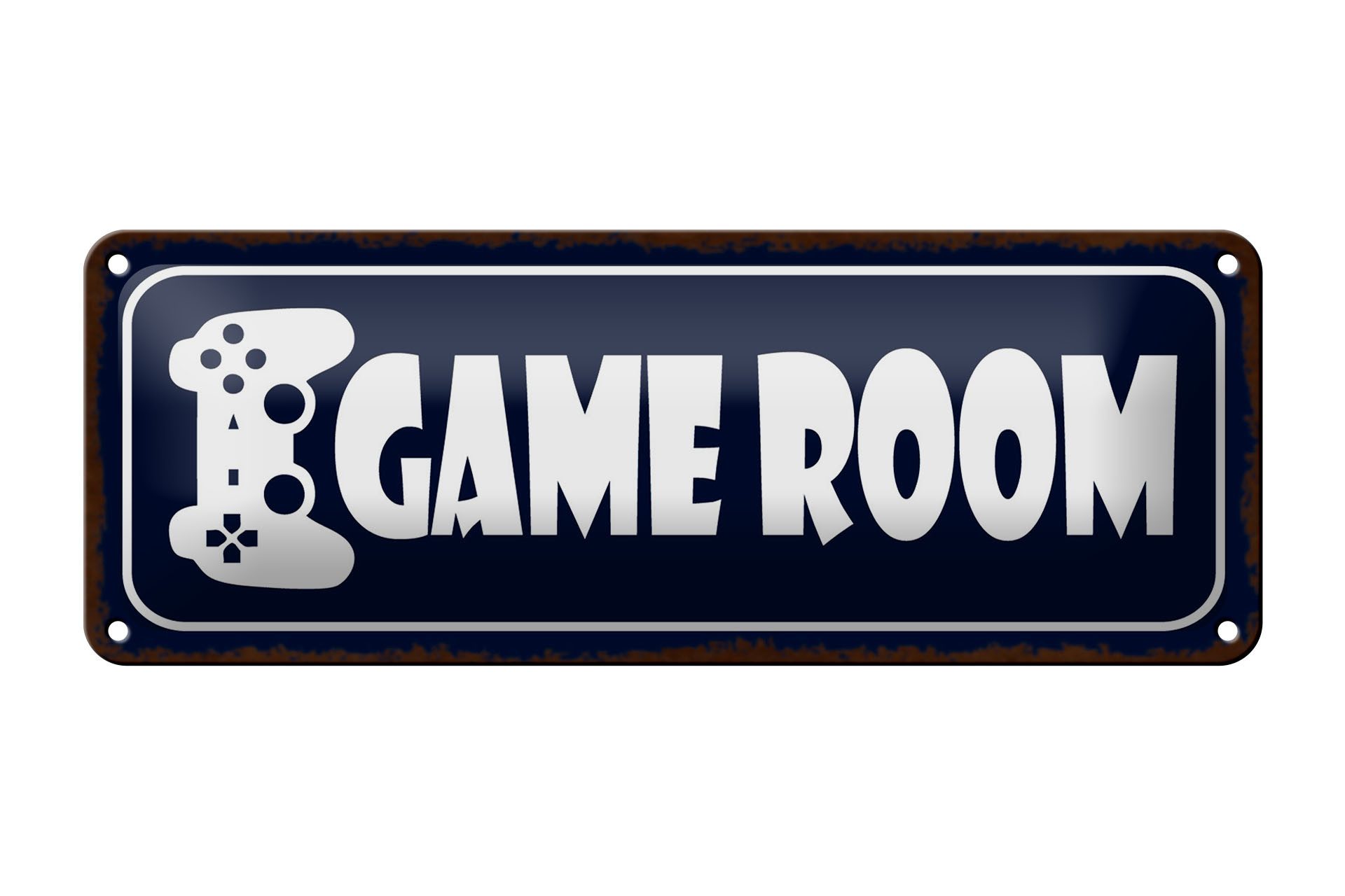 Femer GmbH Metallschild Hinweis 27x10 cm Game Room, (1 St), gewölbte Oberfläche, abgerundete Ecken, umgeschlagene Kanten