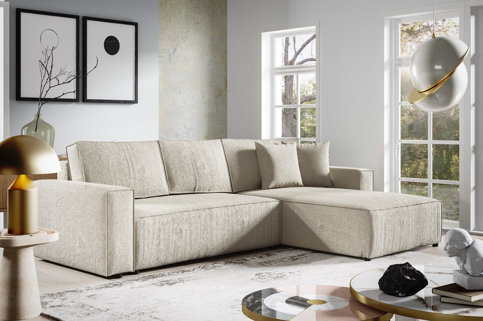 Beautysofa Ecksofa »L-förmig Ecksofa ELIAS Couch mit Schlaffunktion +  Stauraum Sofa 290cm Wohnzimmer« online kaufen | OTTO