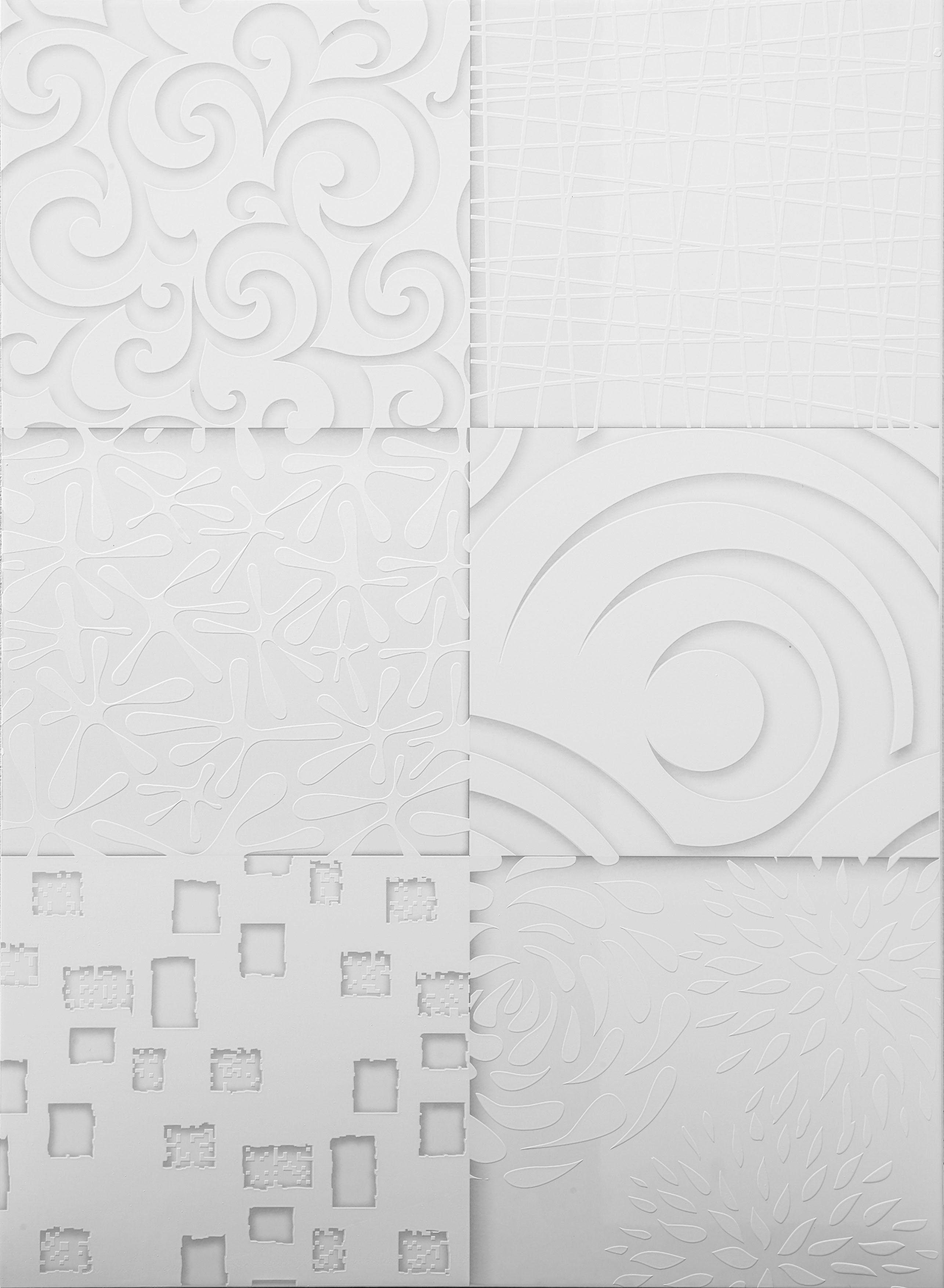 Siebdruck 166 cm Weiß Lack Miro dekorativem Siebdruck Stauraumvitrine LC Stauraumvitrine, Höhe mit Hochglanz mit