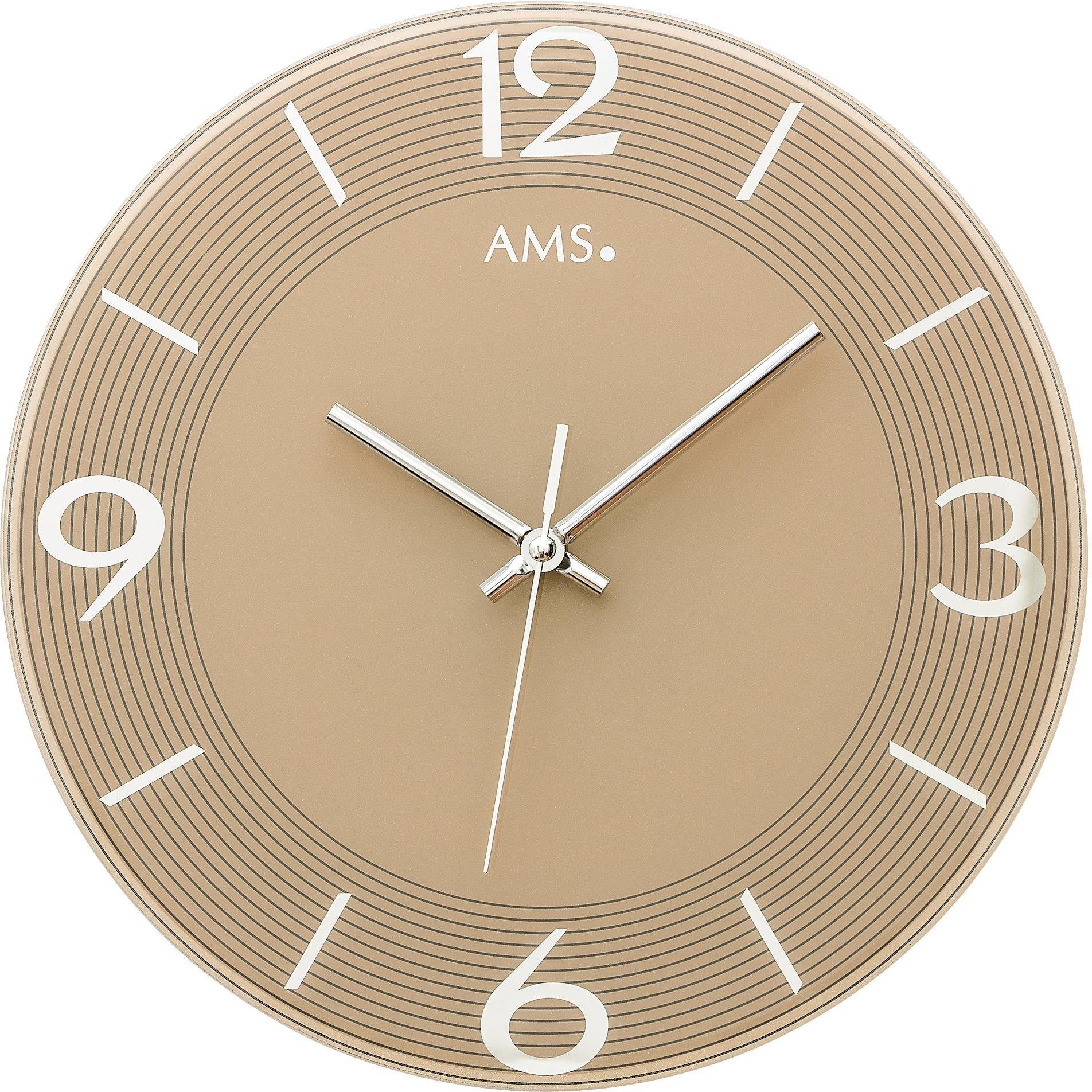 AMS Wanduhr W9572, Gehäuse aus Glas, Ø ca. 30 cm