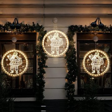 GelldG Fensterleuchter Weihnachtsbeleuchtung innen Fenster, Hängende Weihnachtsdeko, Warmweiß