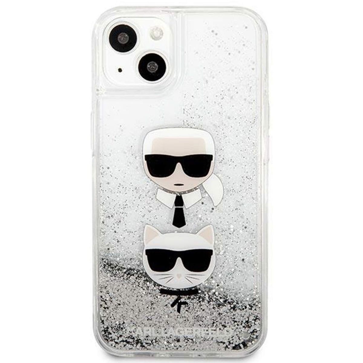 K Karl Lagerfeld Handyhülle »Karl Lagerfeld Liquid Glitter Silikon Case für  Apple iPhone 13 Mini Karl und Choupette Glitzer Hülle«