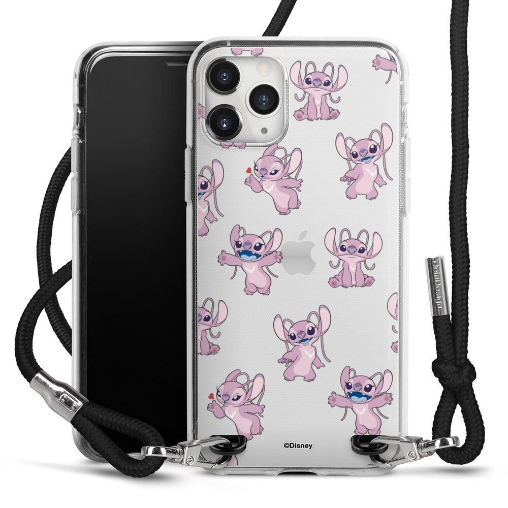 DeinDesign Handyhülle Lilo & Stitch Engel Disney Angel Faces Pattern Transparent, Apple iPhone 11 Pro Max Handykette Hülle mit Band Case zum Umhängen