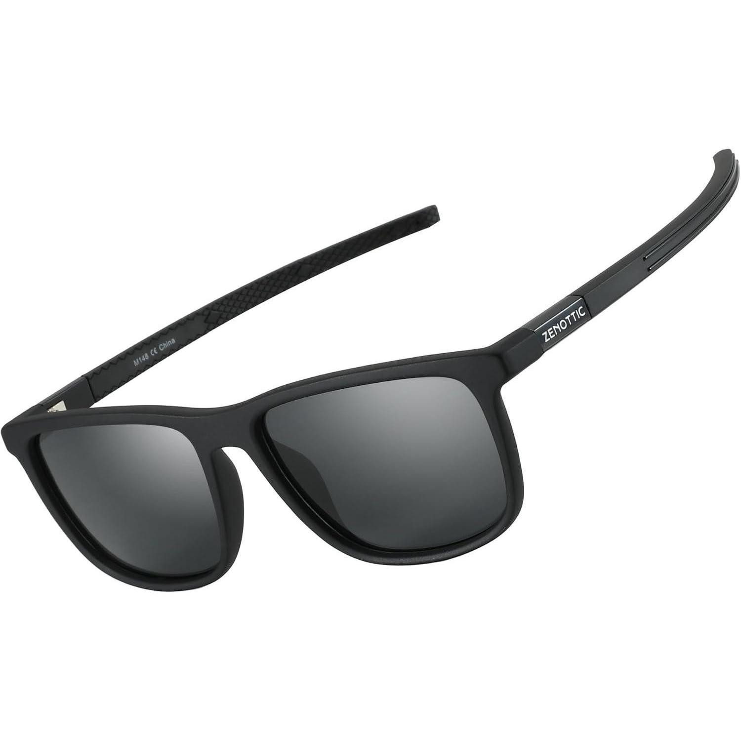LuxusKollektion Wayfarer Sonnenbrille Polarisiert Herren TR90 Schwarzer Rahmen Schwarze Linse
