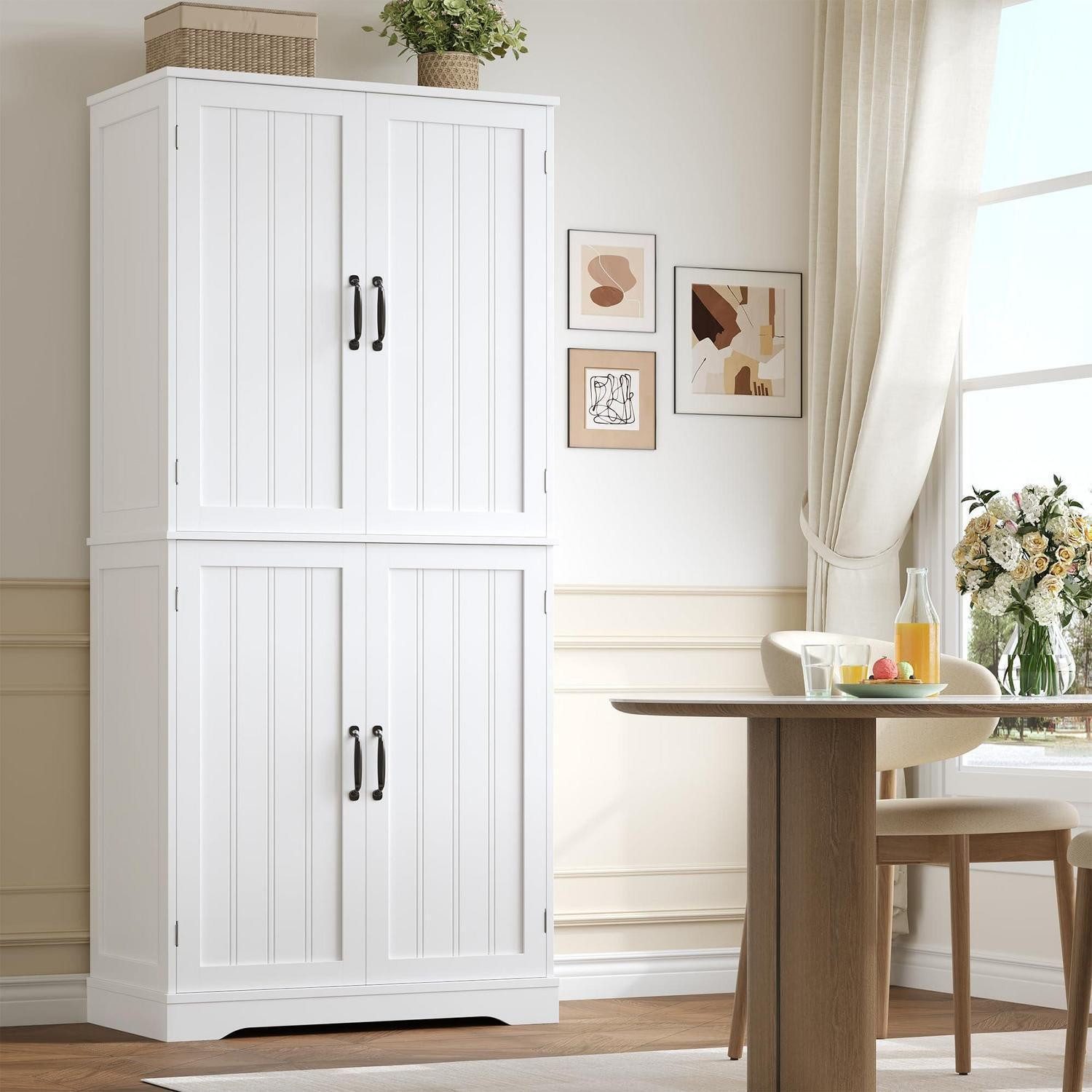 LuxusKollektion Hochschrank Küchenschrank Hochschrank 4 Türen 180x80x40cm Weiß