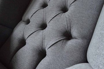 JVmoebel Ohrensessel Ohrensessel Chesterfield Sofa Couch Polster 1 Sitzer Grau (Ohrensessel), Made In Europe