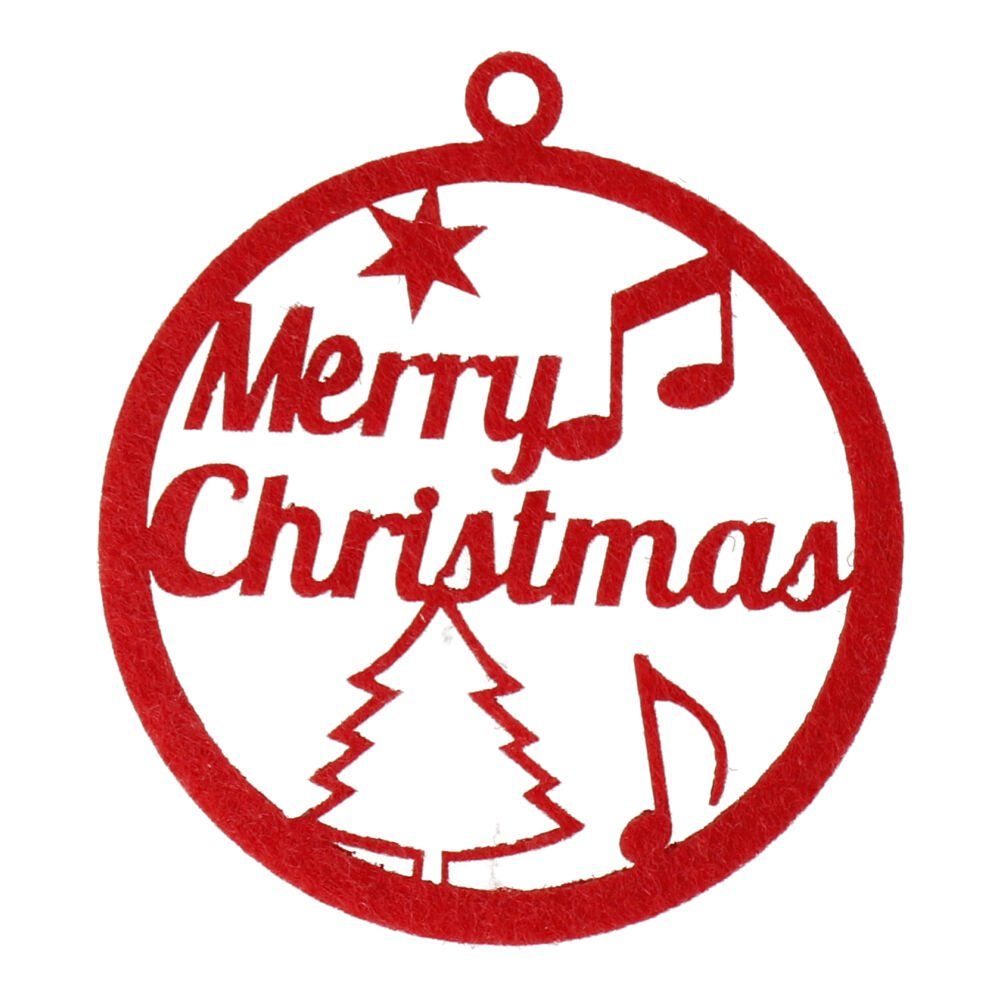 mugesh Weihnachtsbaumkugel Weihnachtskugel Filz "Merry Christmas", für Musiker rot