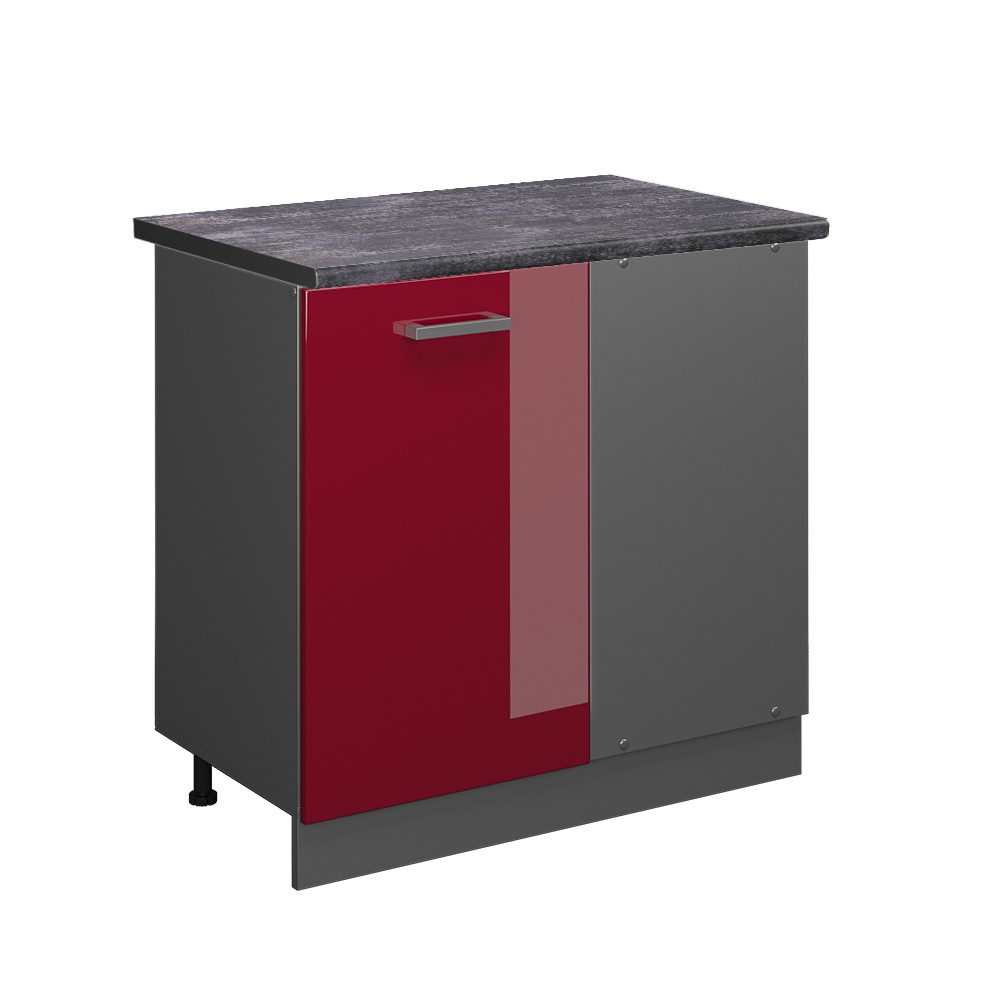 Vicco Eckunterschrank R-Line, Bordeaux Hochglanz/Anthrazit, 86 günstig online kaufen