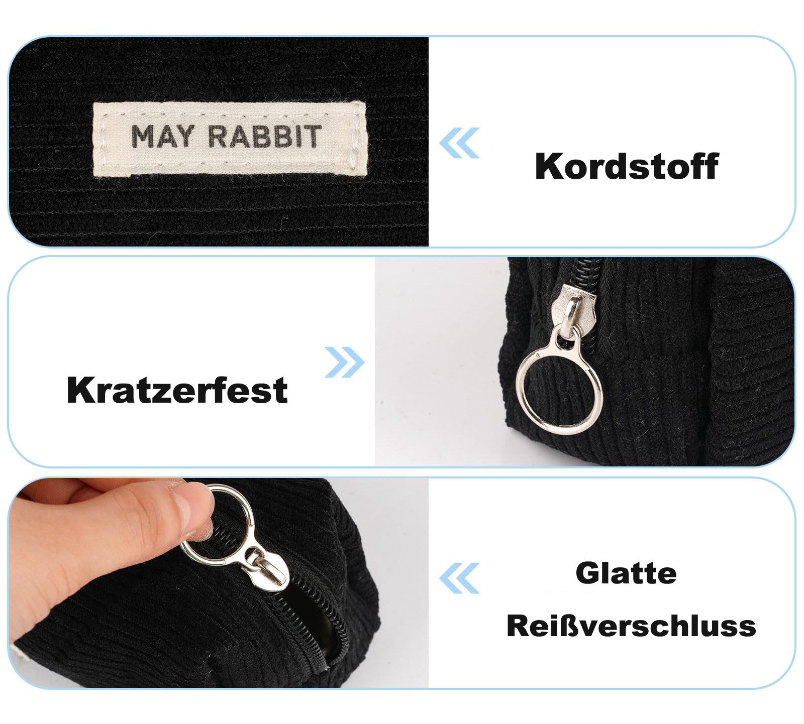 Flintry Schreibgeräteetui Großes Cord Federmäppchen, Stifteetui für Mädchen & Teenager, (1-tlg), Mäppchen für Schule, Uni & Büro