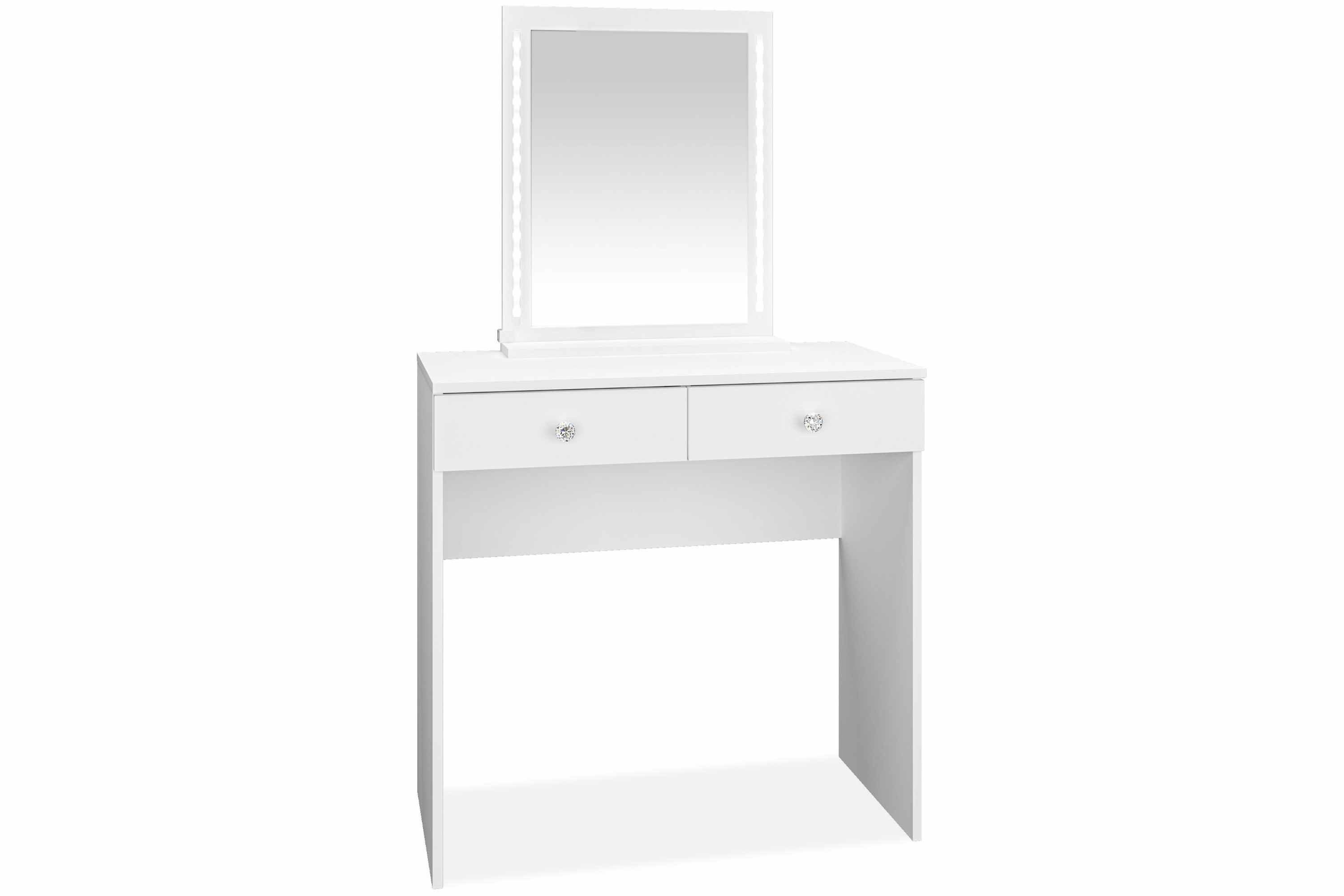 KONSIMO® Schminktisch RELETTI Schminktisch mit Spiegel, hergestellt in der EU, mit Schubladen, Griffe aus Diamant-Imitat, mit Beleuchtung