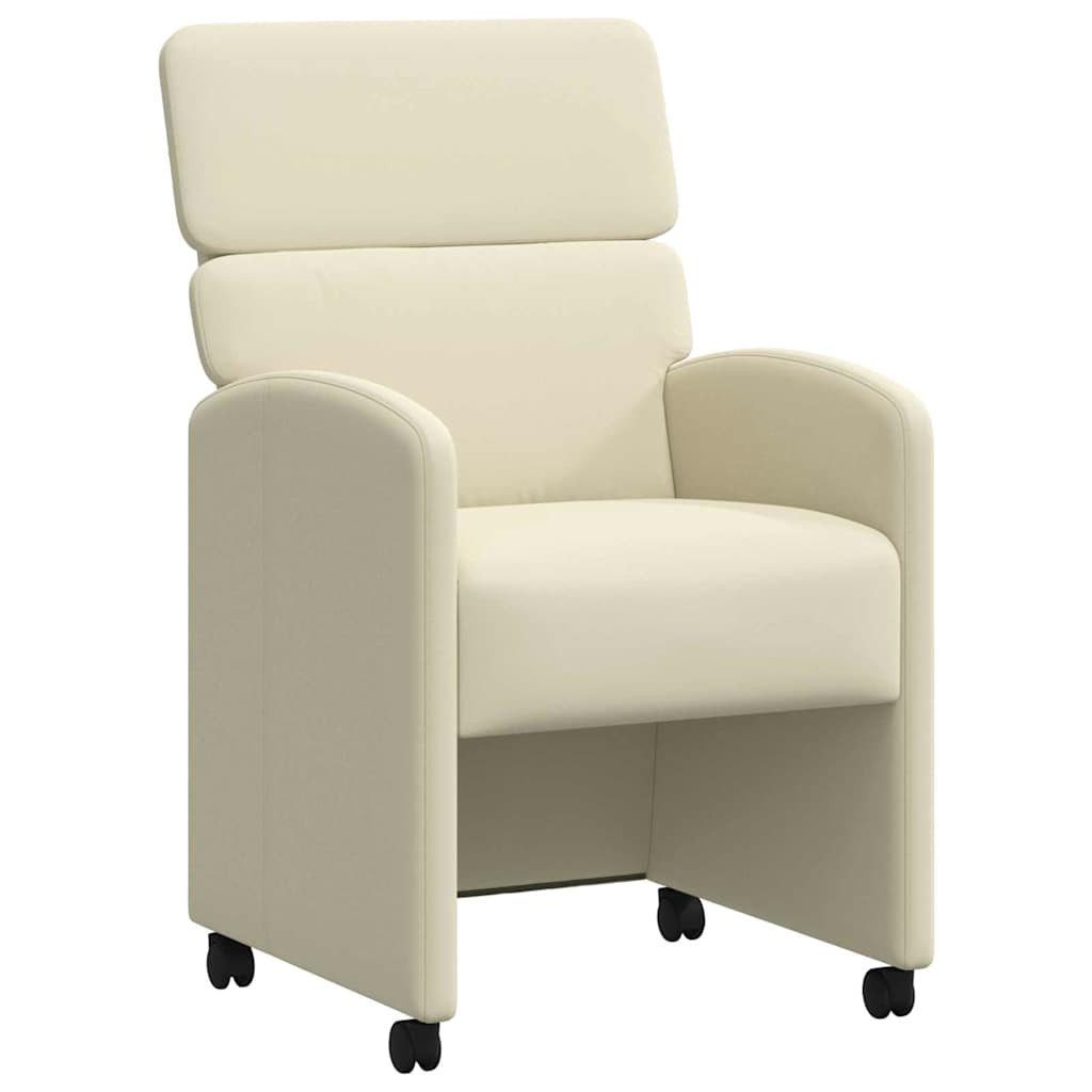 vidaXL Esszimmerstuhl Esszimmerstühle mit Rollen 2 stk. Kunstleder Creme (2 St)