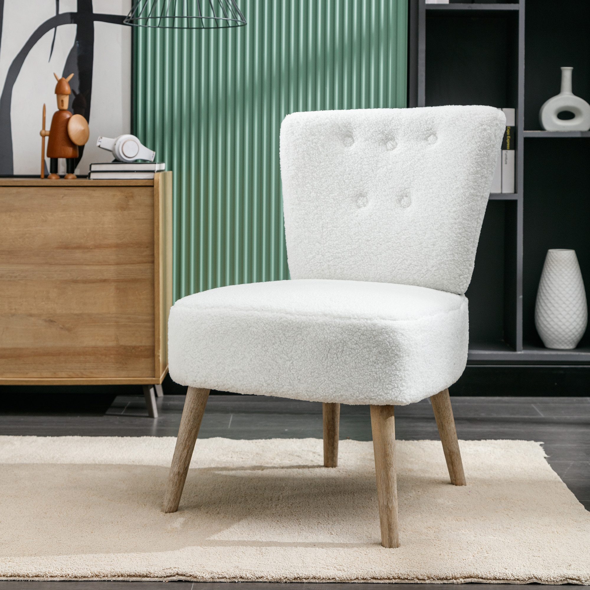 MODFU Sessel mit Rückenlehne, mit Holzbeinen günstig online kaufen