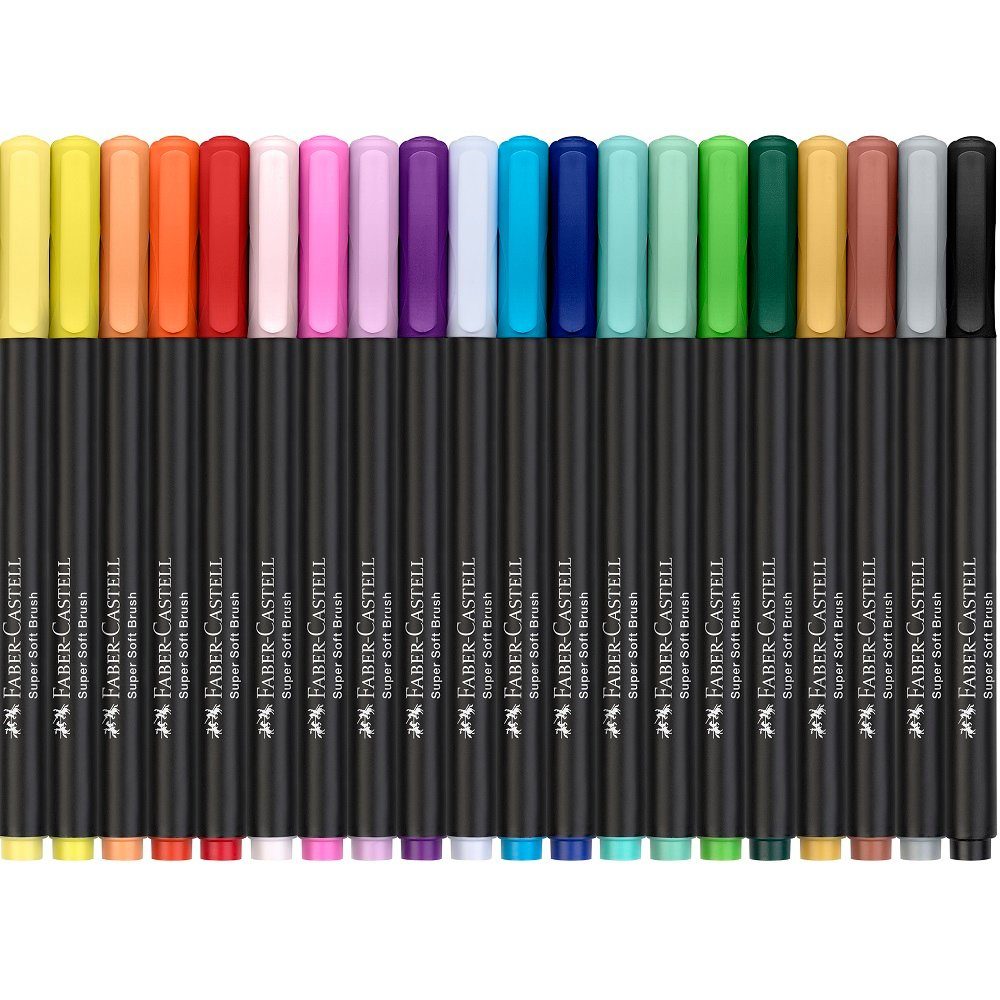 Faber-Castell Filzstift 20 Filzstifte BLACK EDITION mit weicher Pinselspitze