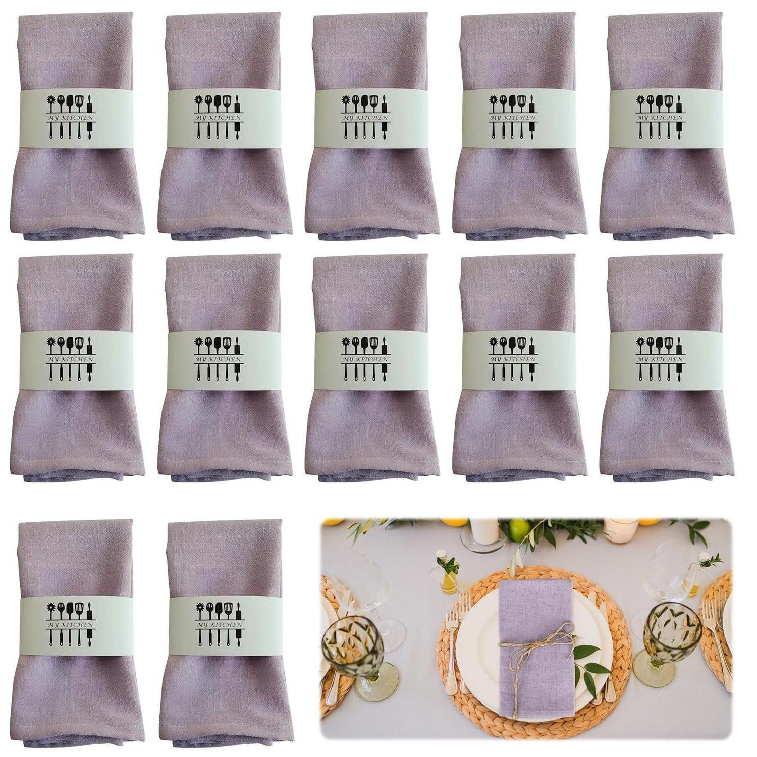 LuxusKollektion Stoffserviette Stoffservietten 12er Set Lila 40x40cm, (12 St)