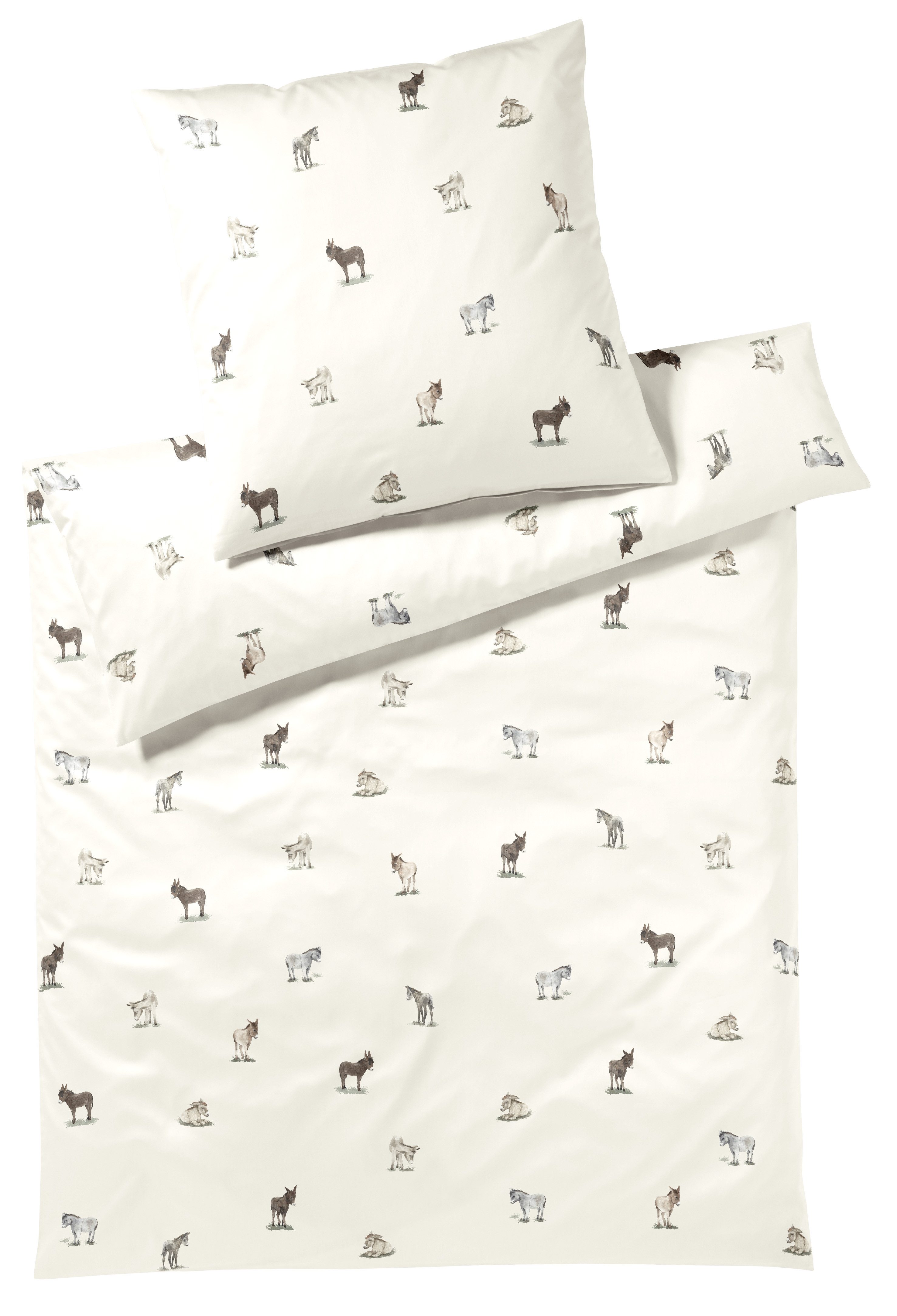Elegante Bettwäsche Donkey, Mako-Satin, 2 teilig, angenehmes Hautgefühl