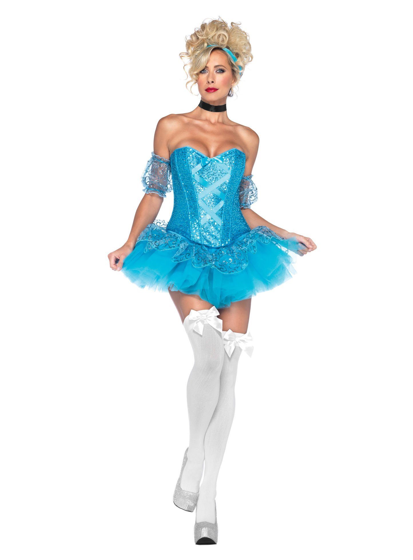 Leg Avenue Overknees Halterlose Strümpfe mit Schleife weiß Unverzichtbares Accessoire für Damen, vielseitig kombinierbares Kost