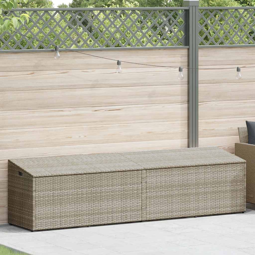 vidaXL Auflagenbox 220 x 50 x 58 cm Garten-Auflagenbox Hellgrau 220x50x58 cm Polyrattan