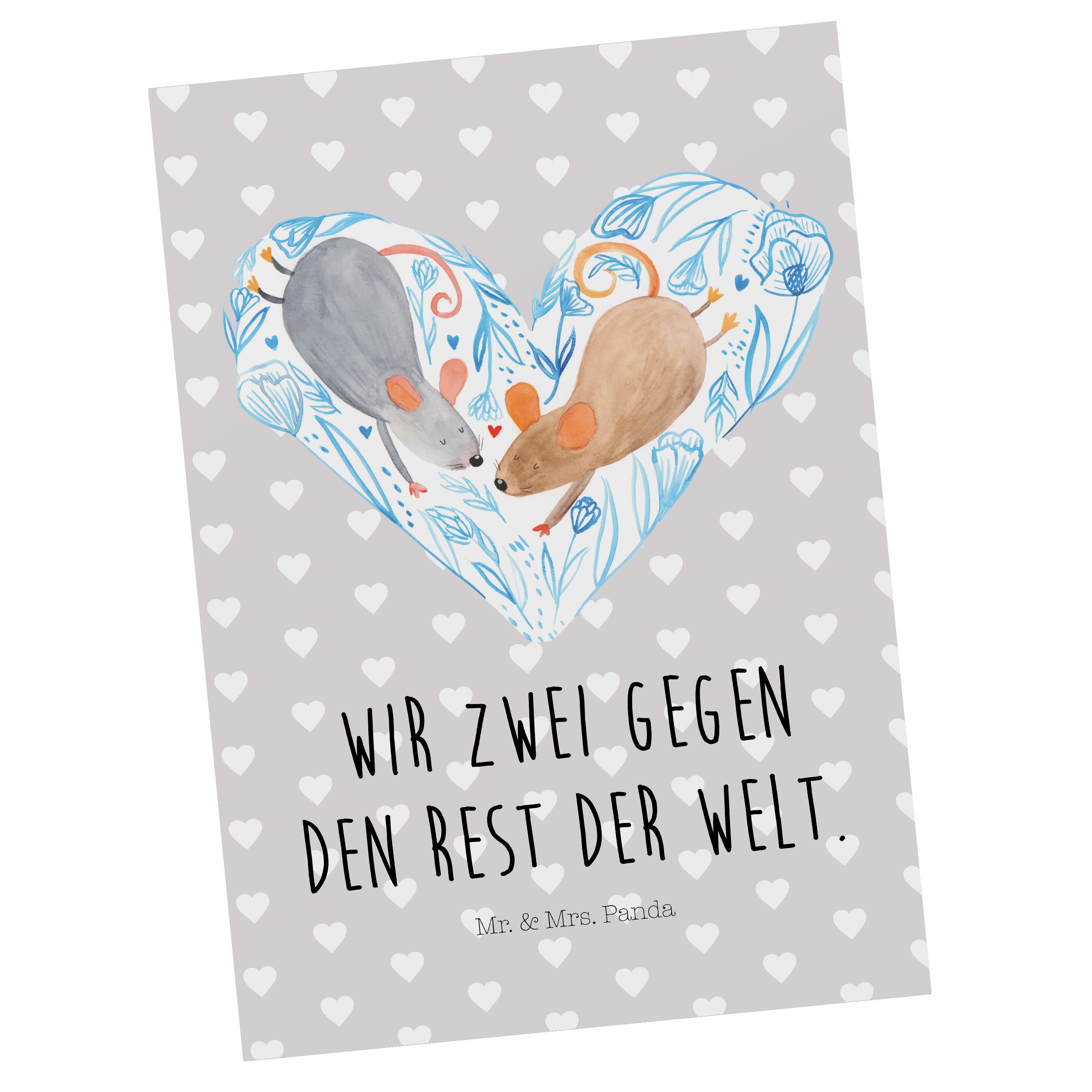 zweit, Grau Gesch Liebe, zu - Ehemann, Herz Postkarte Panda & - Mr. Geschenk, Mrs. Pastell Mäuse