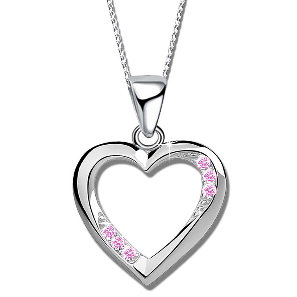 Limana Herzkette echt 925 Sterling Silber Kette mit Herz Anhänger, Damenket günstig online kaufen