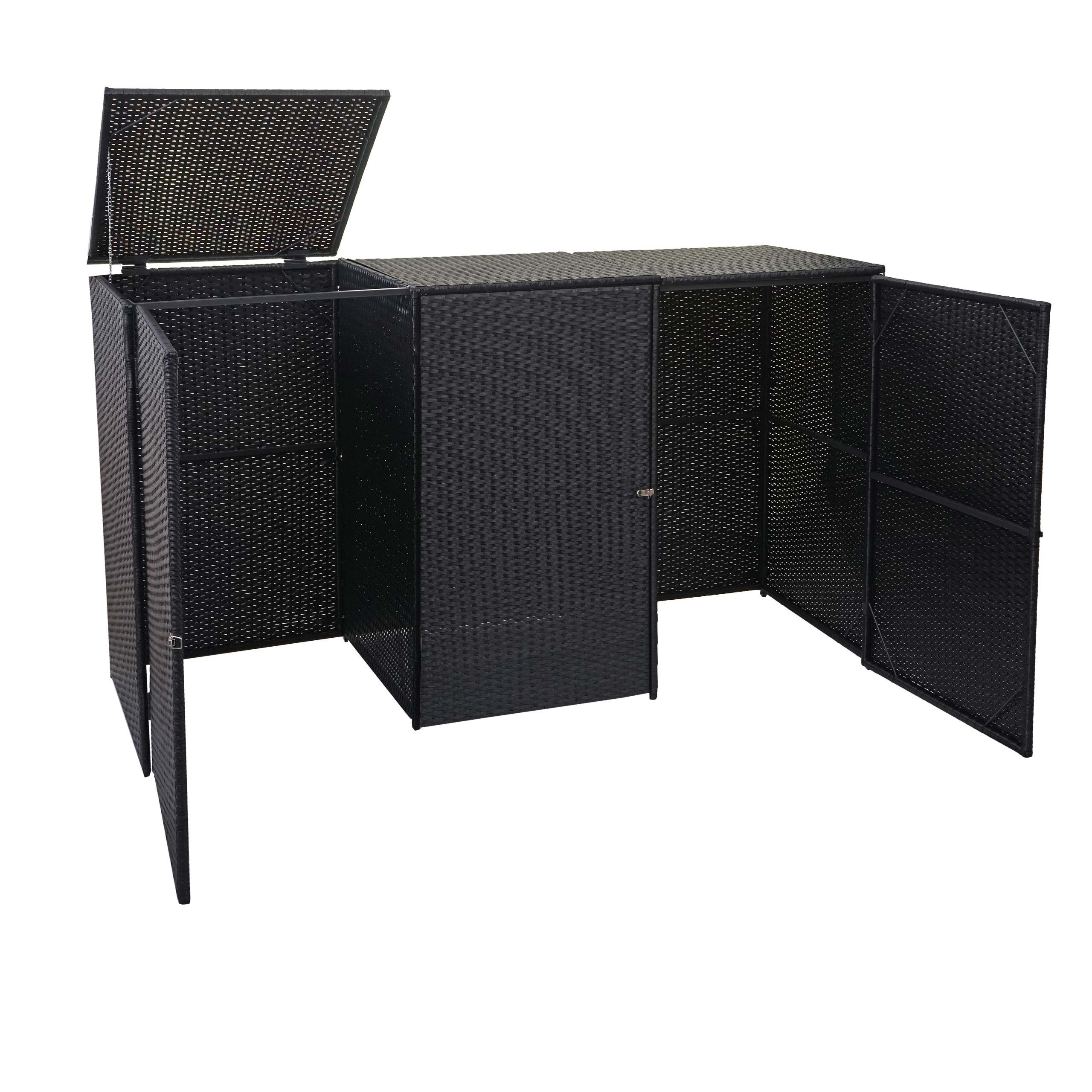 MCW Mülltrennsystem MCW-E25-3x120l, Trennwand, Klappdeckel inkl. Wind-Sicherung durch Kette