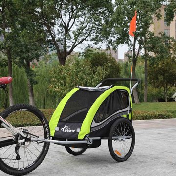 SAMAX Fahrradkinderanhänger 360° drehbarer Fahrradanhänger 2in1 Jogger - in Grün - Black Edition