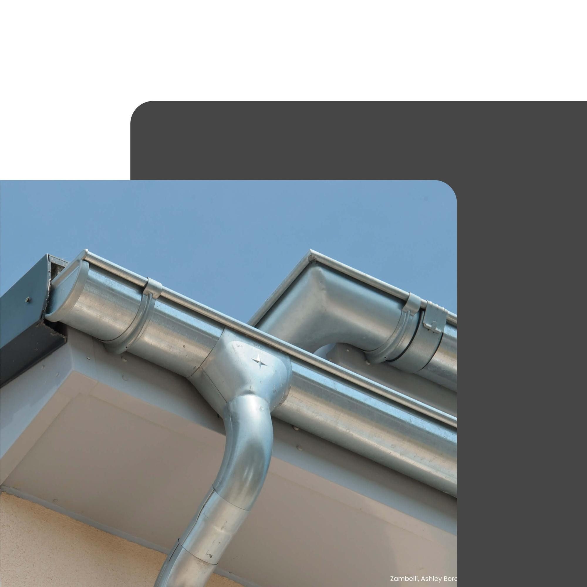 Zambelli Ablaufrohr, (Ablaufstutzen (Oval) verzinkt, gefalzt 333/6 tlg, DN100 Silber), Einhangstutzen für Dachrinne halbrund, Montage ohne löten