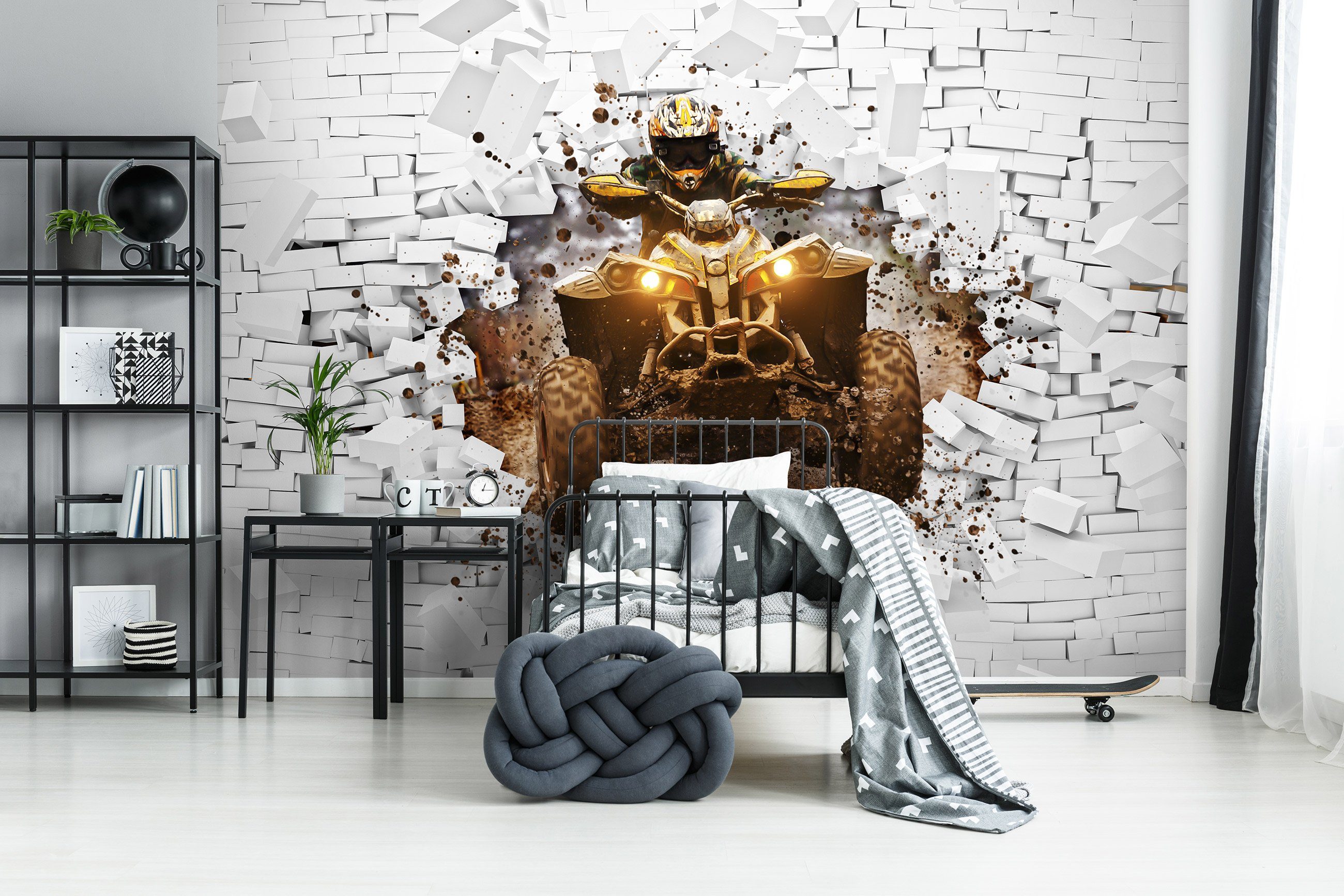 Wallarena Fototapete Kinderzimmer Jungen 3D EFFEKT Quad Motorrad Kinder Jun günstig online kaufen