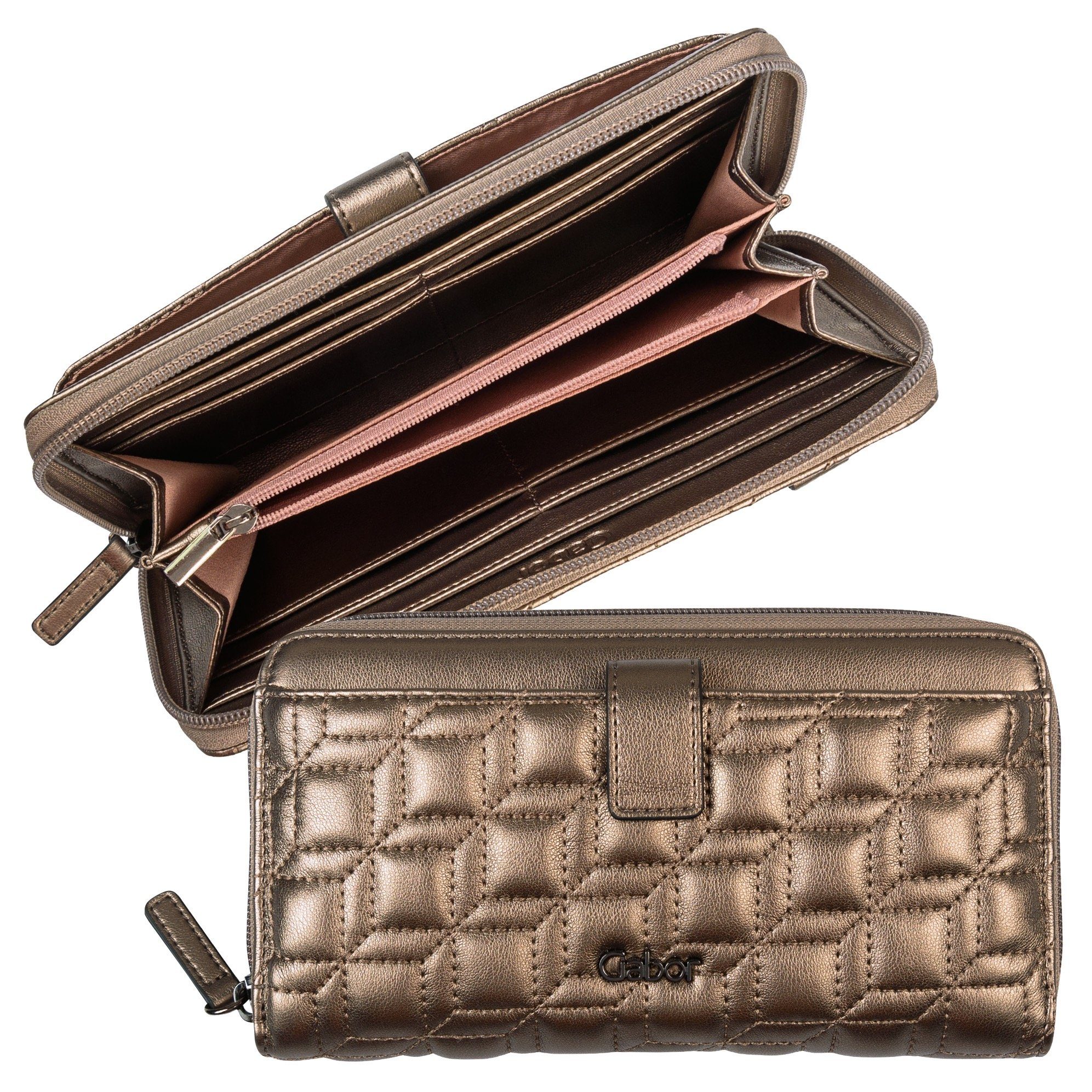 wallet mit Gabor HELLA bronze Geldbörse Long XL, zip Umhängeriemen