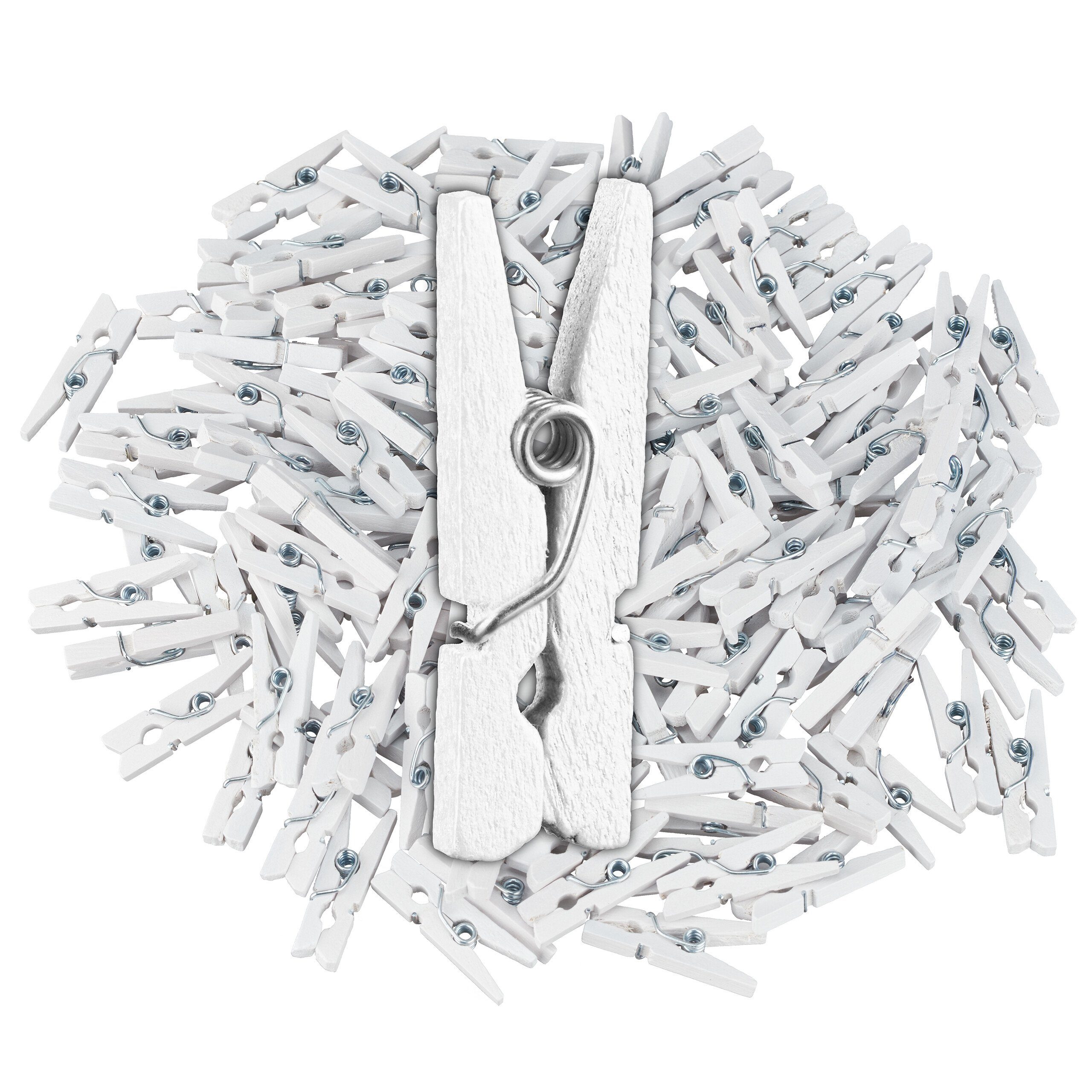 relaxdays Streudeko Mini Holzklammern 400er Set, weiß