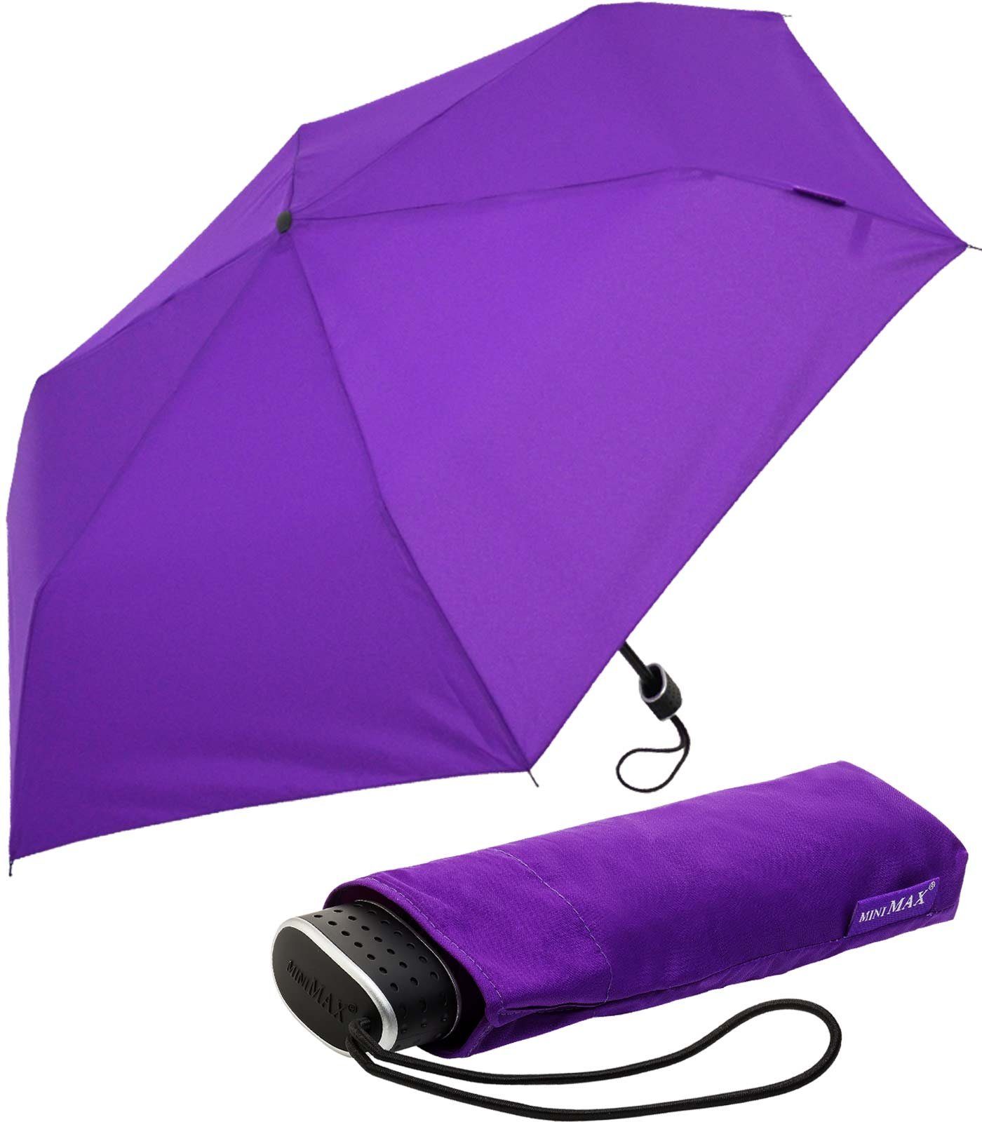 Impliva Taschenregenschirm miniMAX® Flat leichter flacher Schirm, perfekt für das Reisegepäck violett