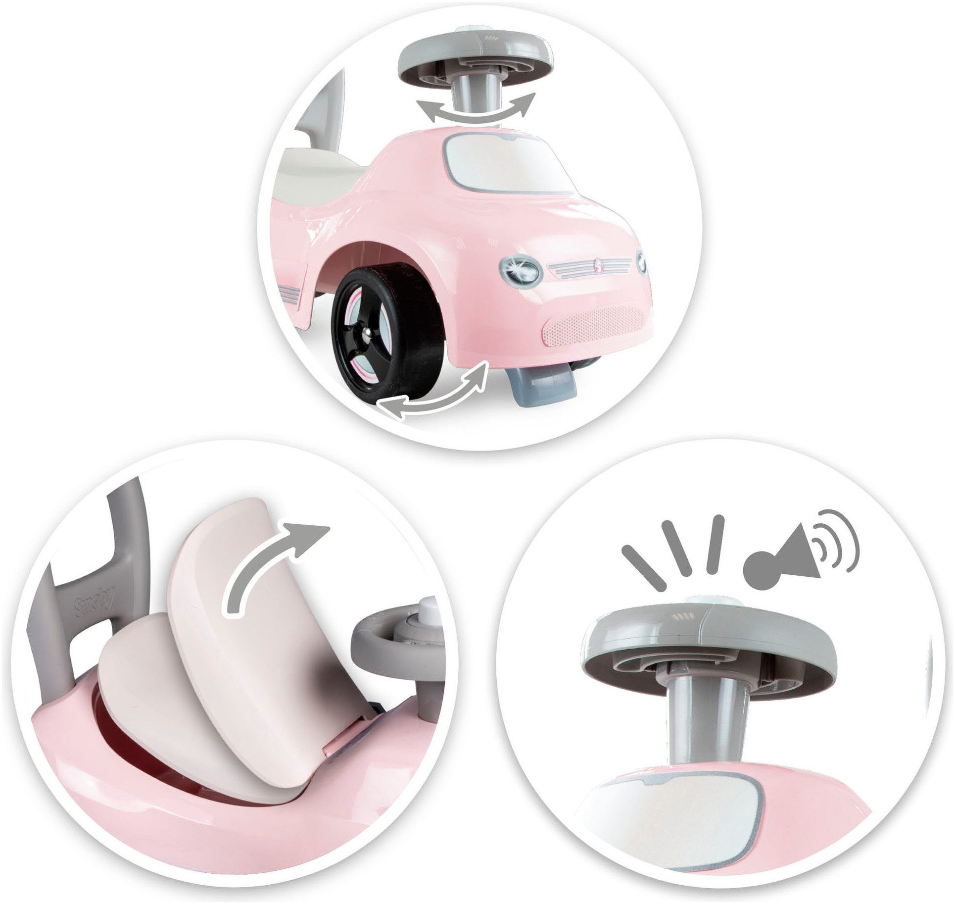 Smoby Rutscherauto Rutschauto Rosa, auch als Lauflernhilfe nutzbar; Made in Europe
