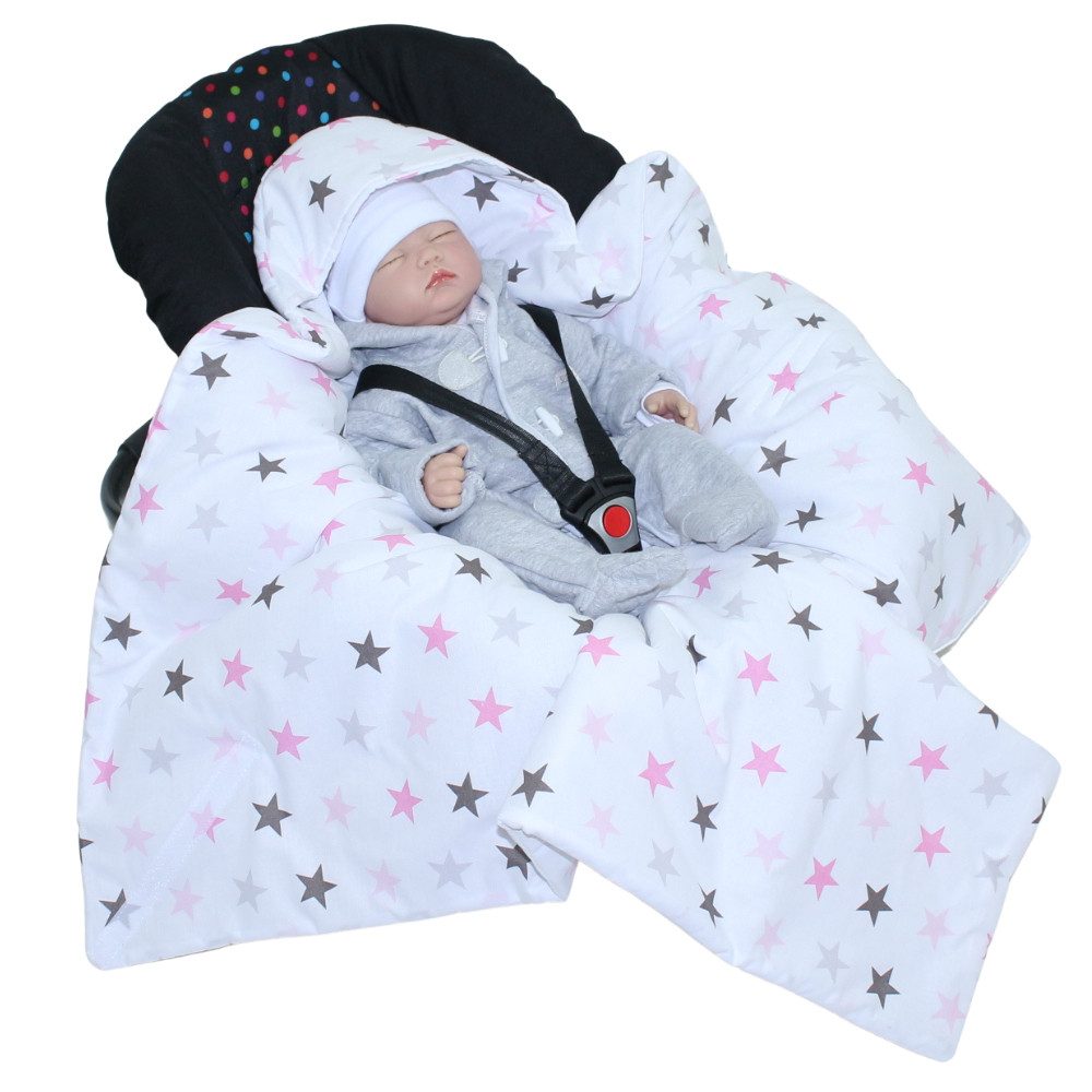 Einschlagdecke Baby Decke Baumwolle mit Kapuze Babyschale Kindersitz, Primawela