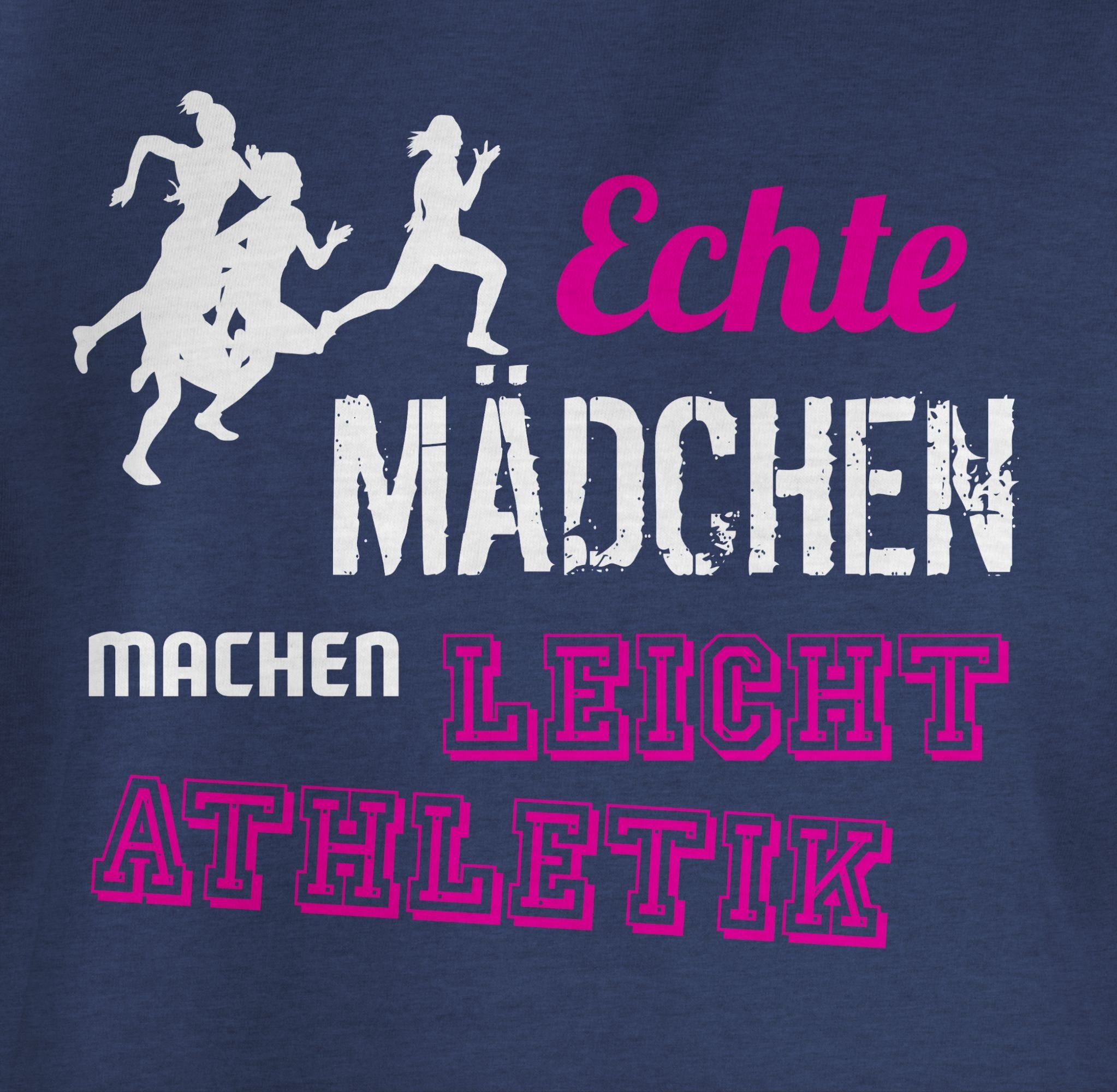 Shirtracer T-Shirt Echte Mädchen Kleidung machen Kinder Leichtathletik Sport Dunkelblau Meliert 1