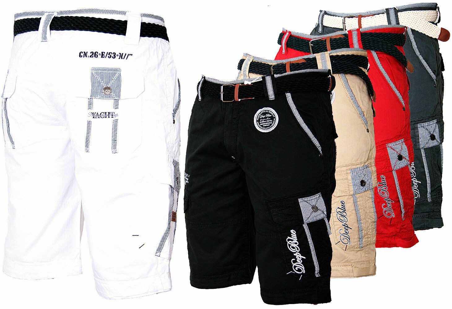 Geographical Norway Shorts Herren Cargo Shorts Kurze Hose Short Bermuda Knielang Sommer + Gürtel – Bild 5 von 5