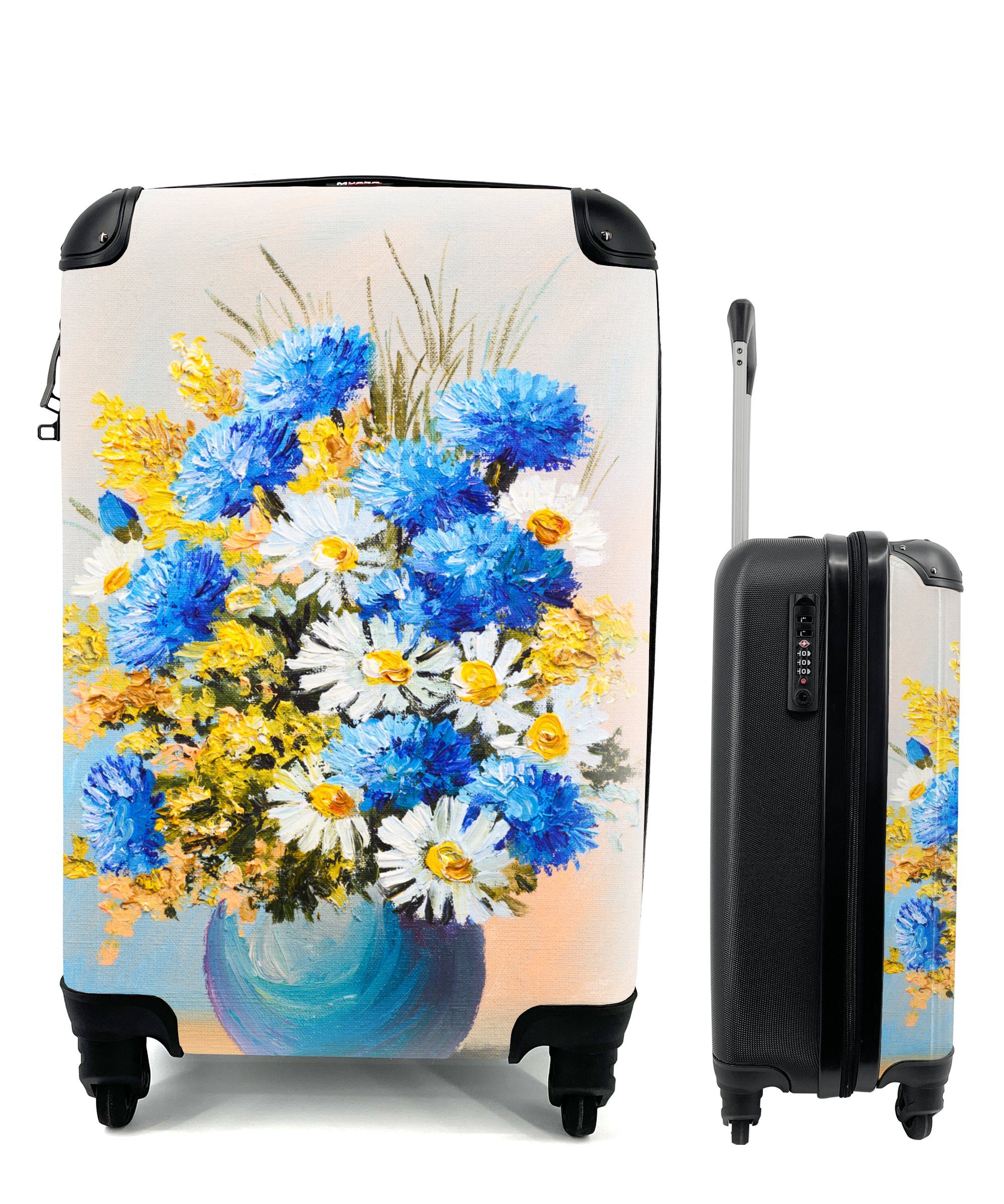 MuchoWow Handgepäckkoffer Sommerblumen - Ölfarben, 4 Rollen, Reisetasche mit rollen, Handgepäck für Ferien, Trolley, Reisekoffer